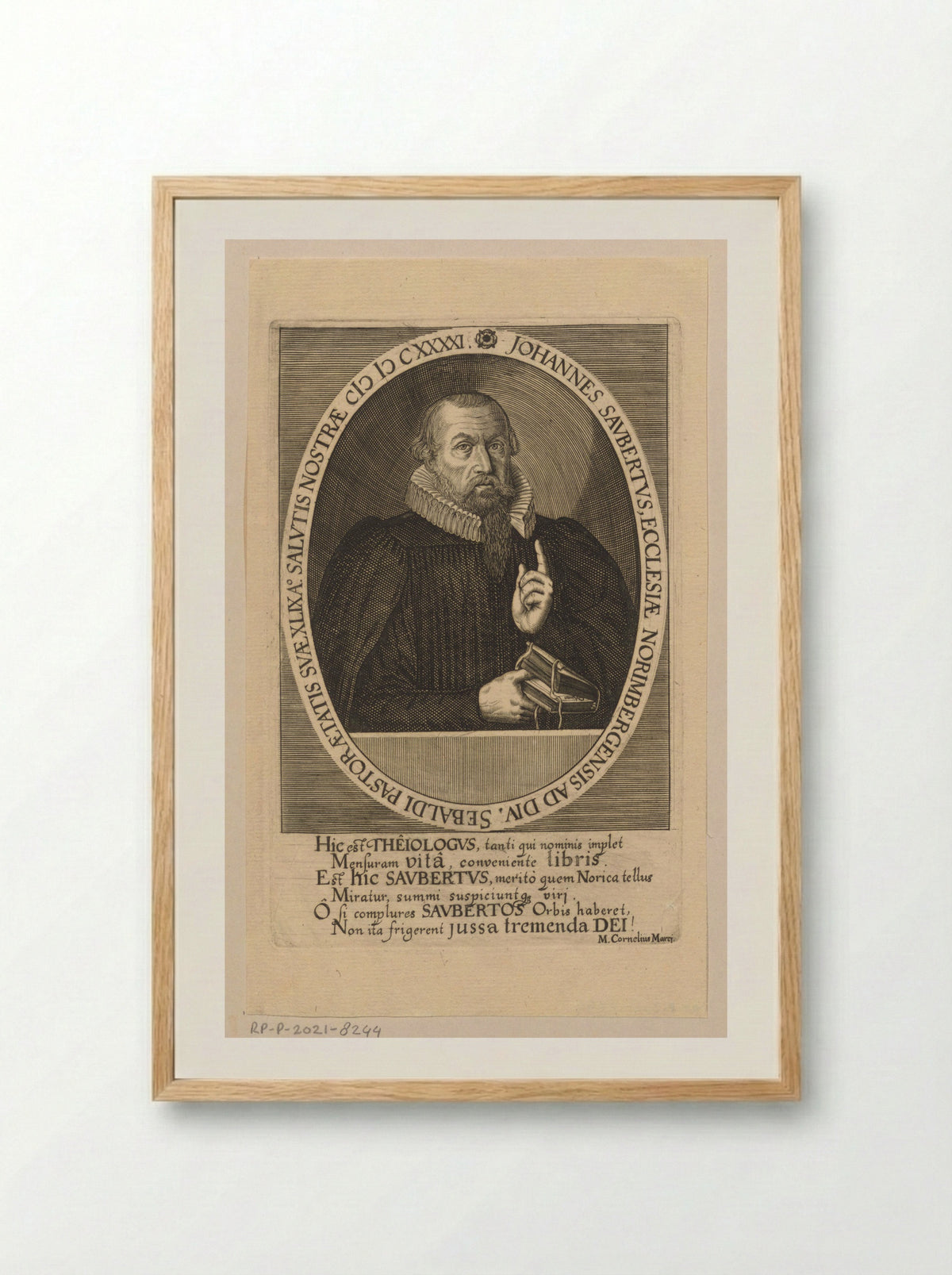 Portret van Johann Saubert I - Johann Pfann - Framed Print Wood