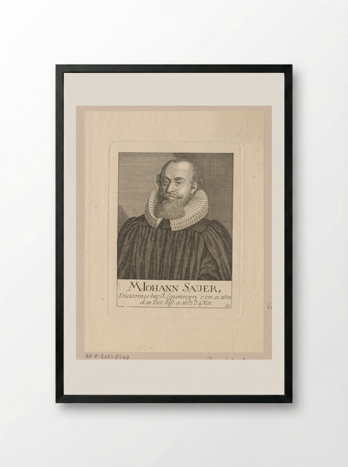 Portret van Johann Sauer - Christoph Melchior Roth - Framed Print Black