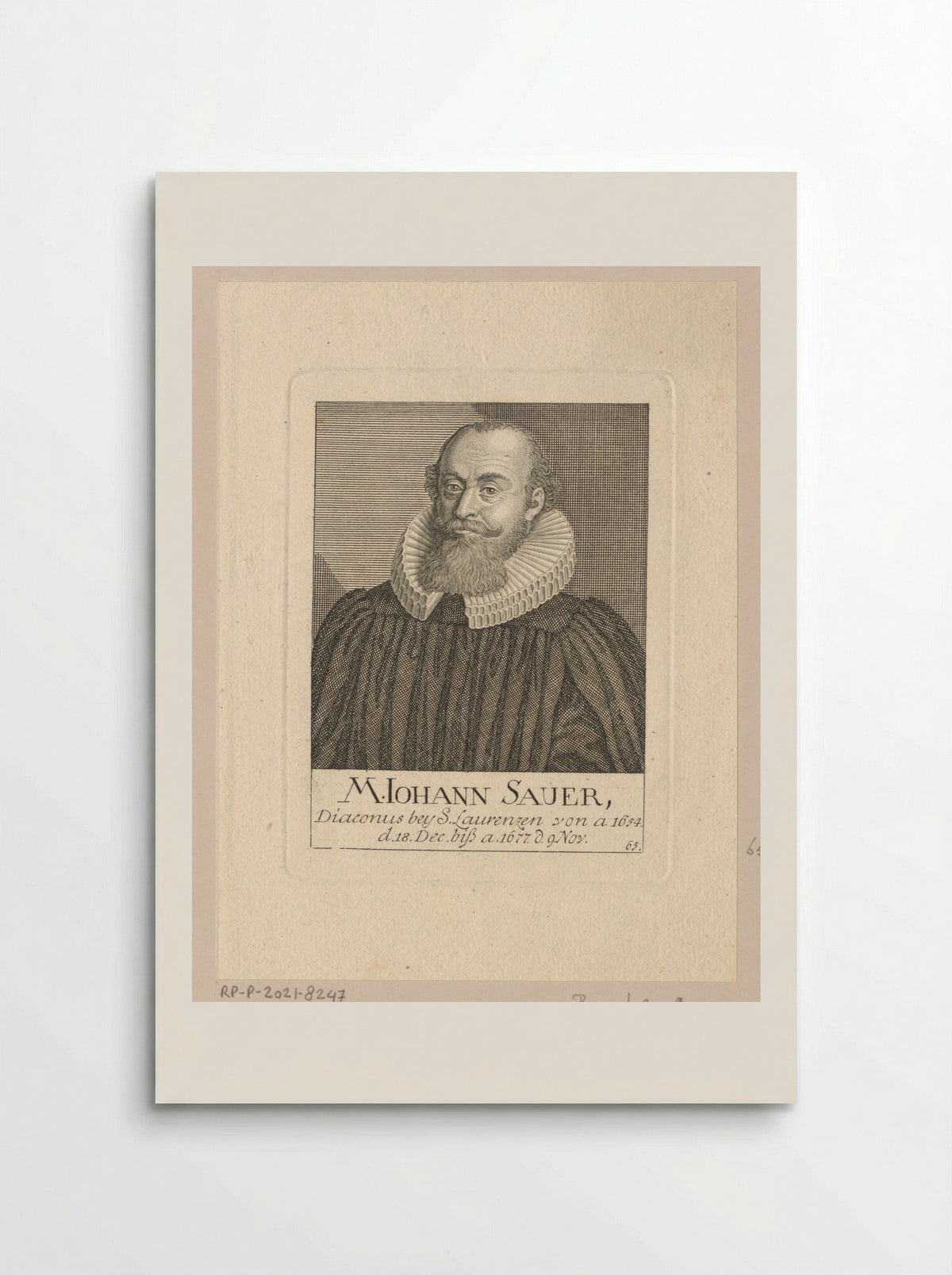 Portret van Johann Sauer - Christoph Melchior Roth - Poster