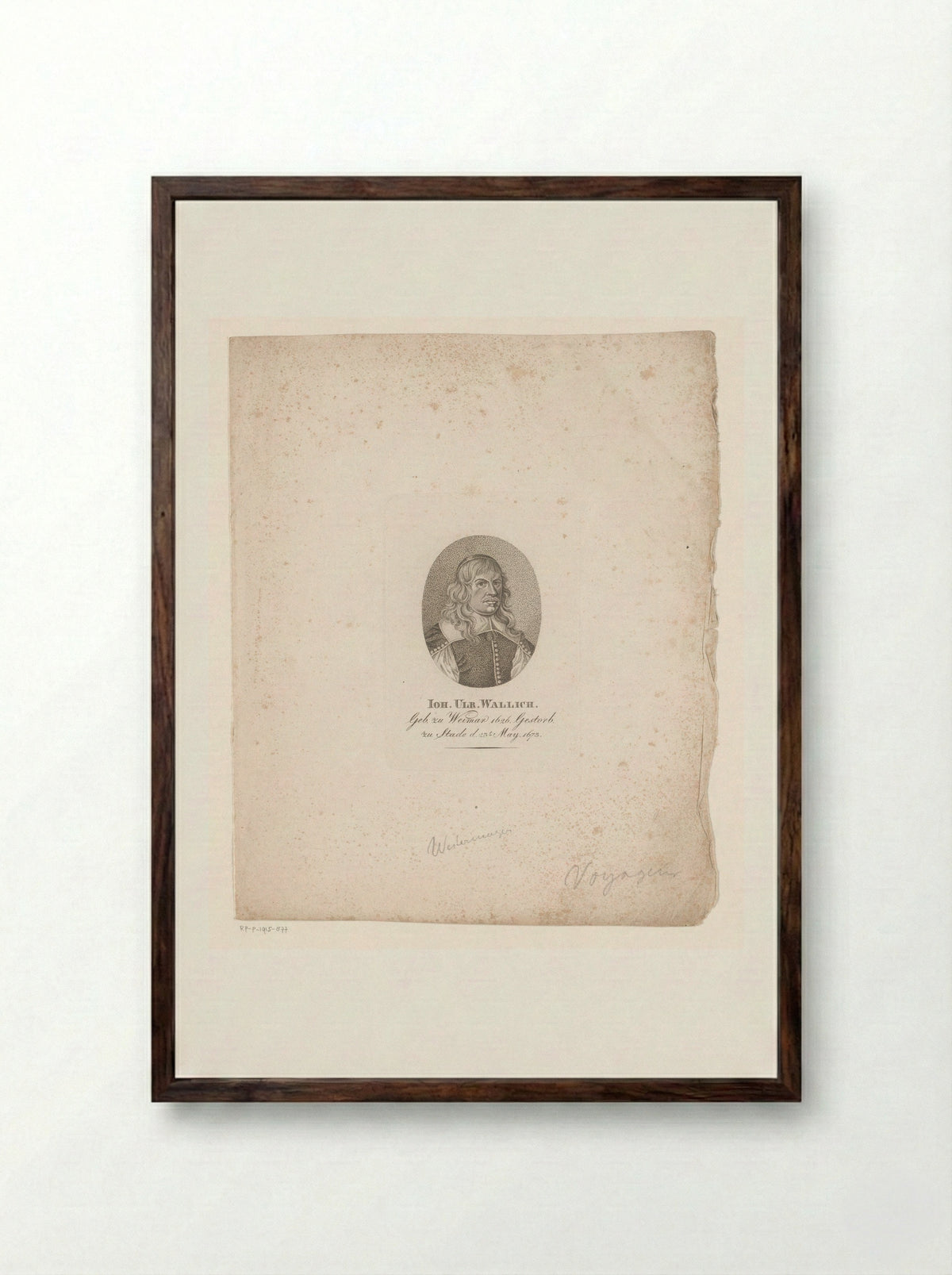 Portret van Johann Ulrich Wallich - Konrad Westermayr - Framed Print Dark Wood