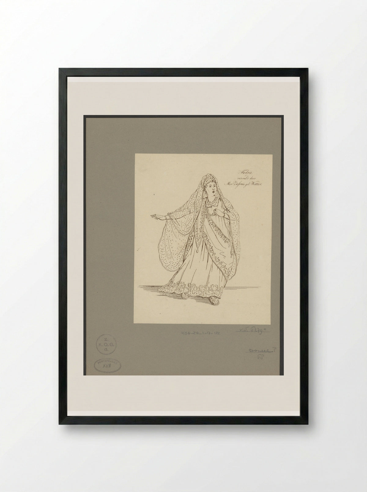 Portret van Johanna Cornelia Wattier in de rol van Fedra - Johannes Jelgerhuis - Framed Print Black