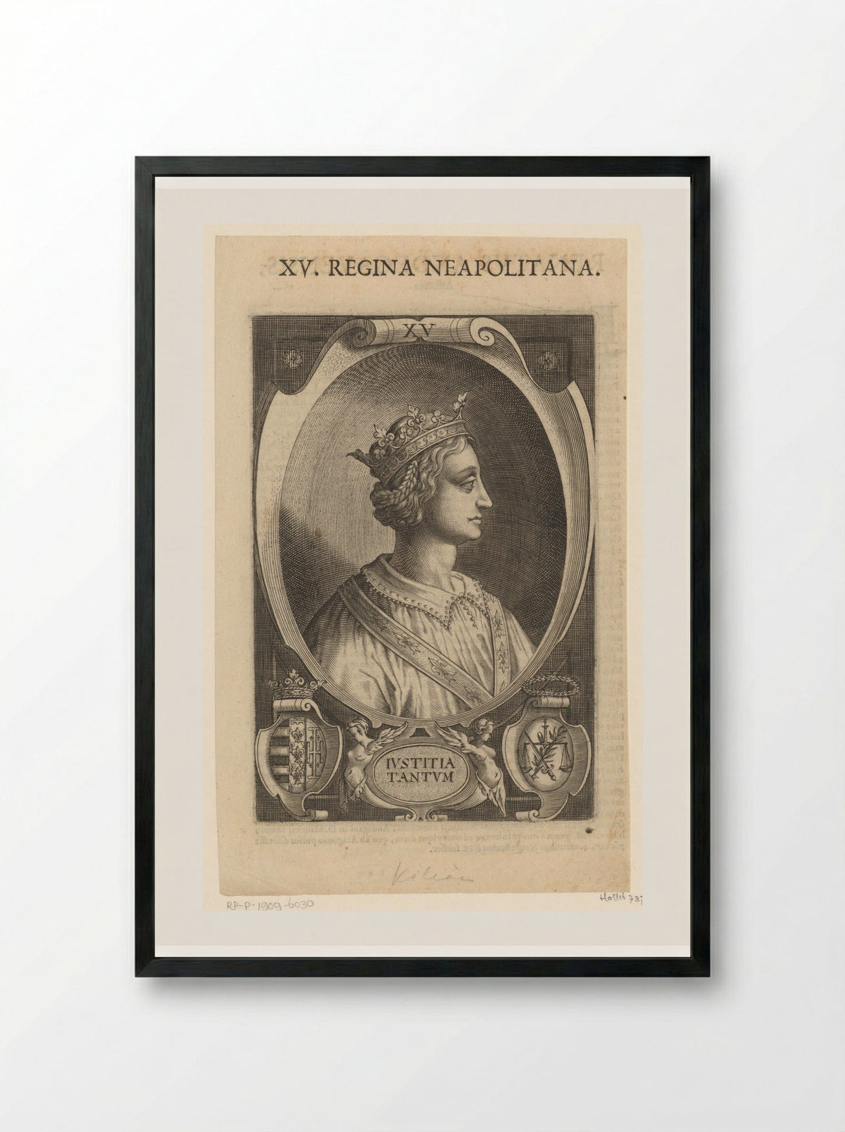 Portret van Johanna II van Napels - Lucas Kilian - Framed Print Black