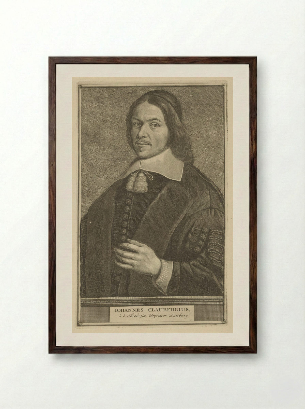 Portret van Johannes Clauberg - Jonas Suyderhoef - Framed Print Dark Wood