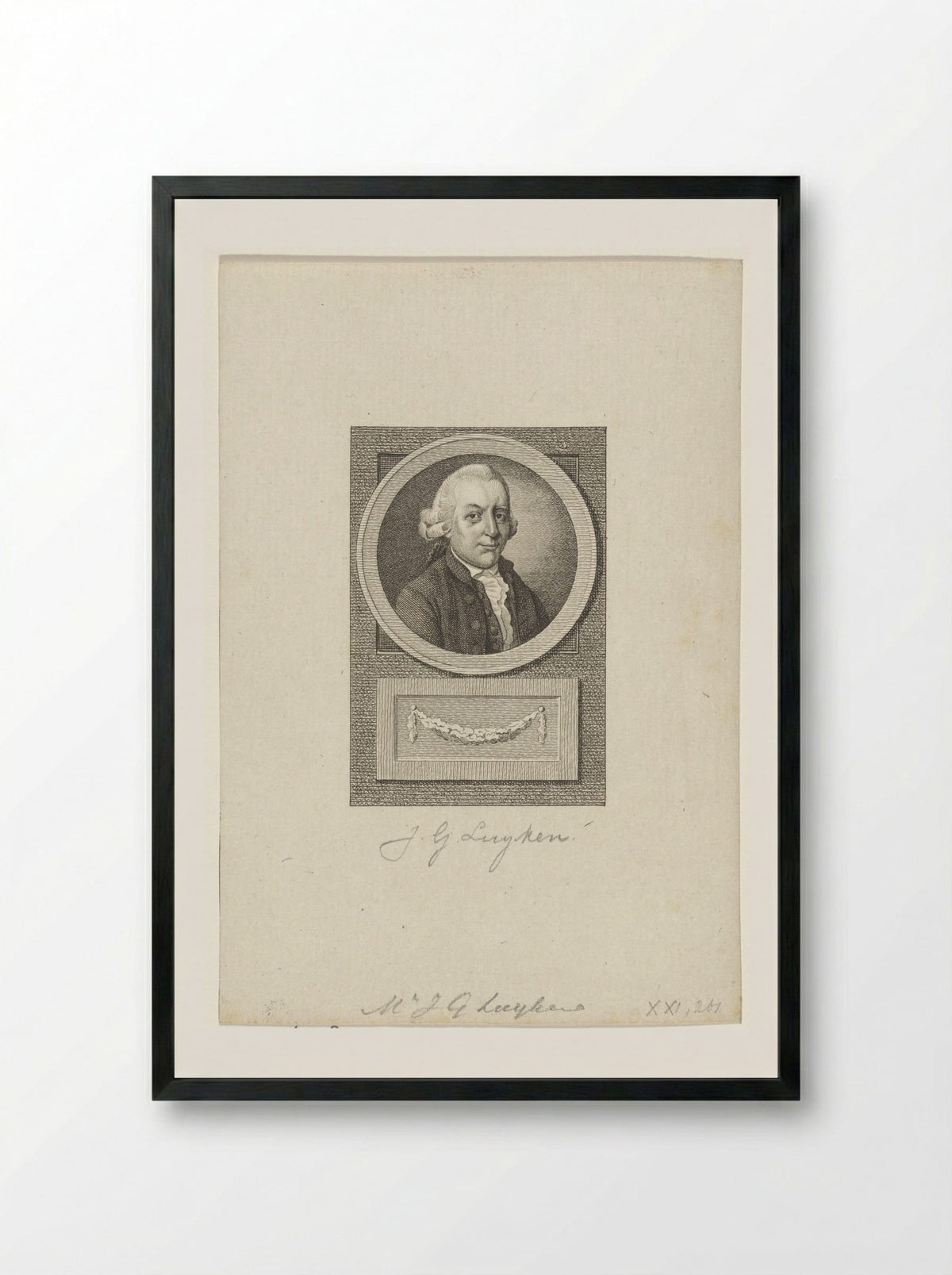 Portret van Johannes Gerardus Luyken - Reinier Vinkeles (I) - Framed Print Black