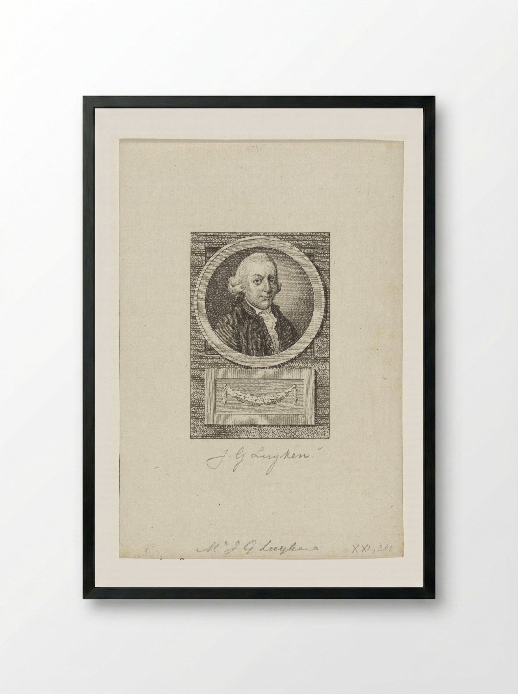 Portret van Johannes Gerardus Luyken - Reinier Vinkeles (I) - Framed Print Black