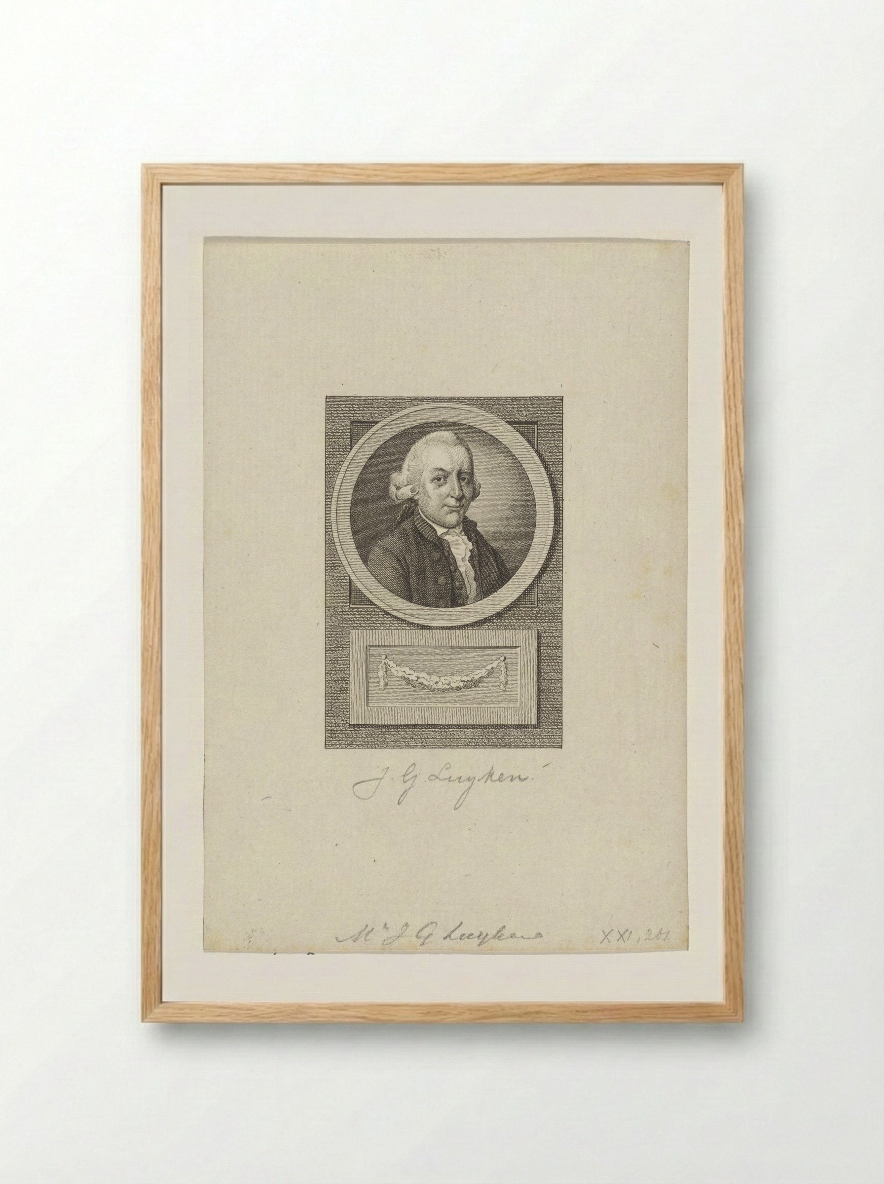 Portret van Johannes Gerardus Luyken - Reinier Vinkeles (I) - Framed Print Wood