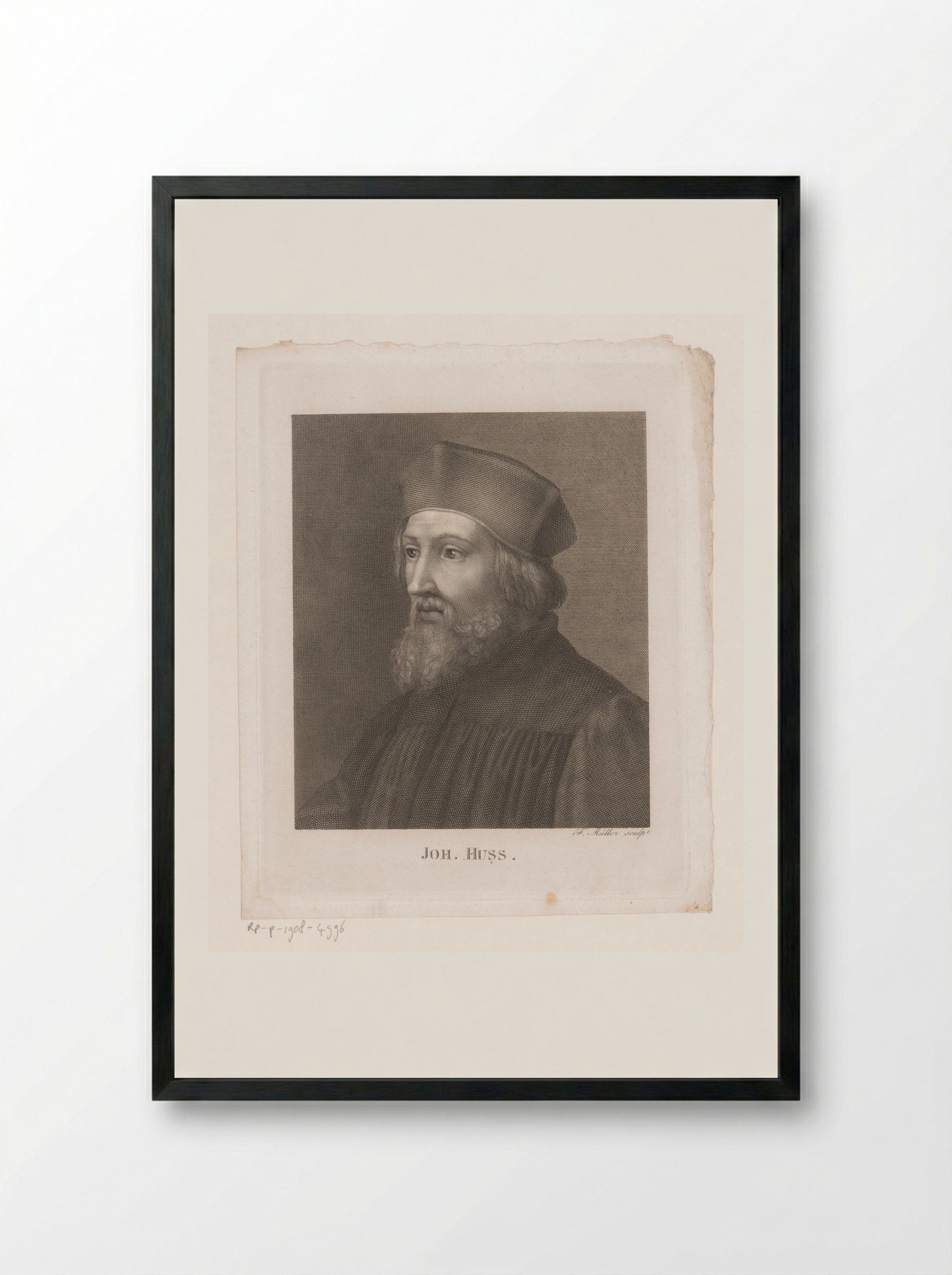 Portret van Johannes Hus - Johann Friedrich Wilhelm Müller - Framed Print Black