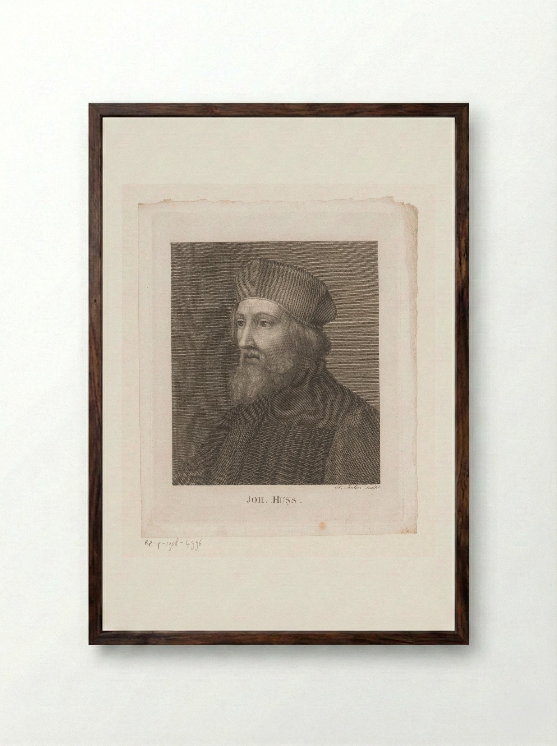 Portret van Johannes Hus - Johann Friedrich Wilhelm Müller - Framed Print Dark Wood