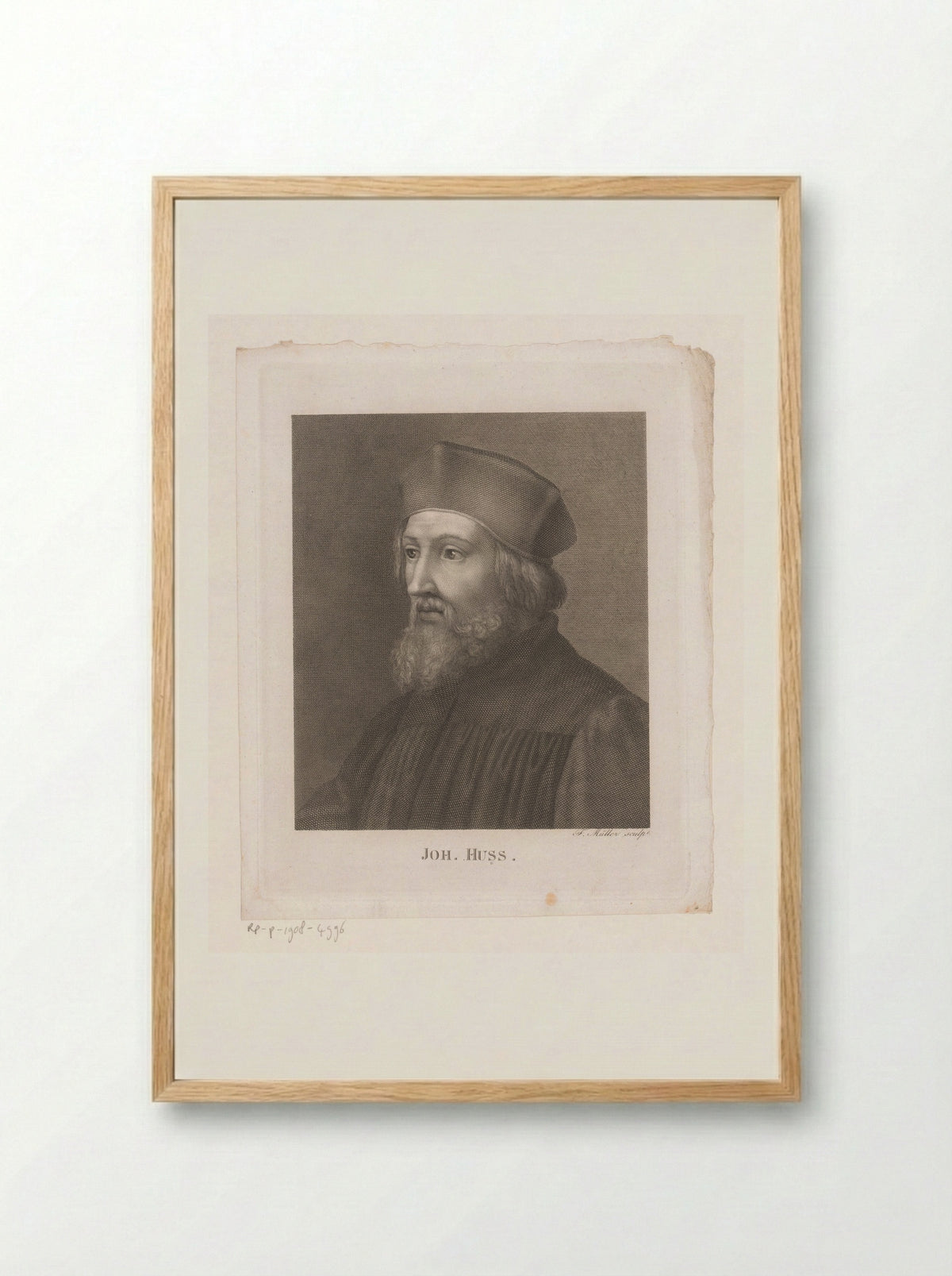 Portret van Johannes Hus - Johann Friedrich Wilhelm Müller - Framed Print Wood
