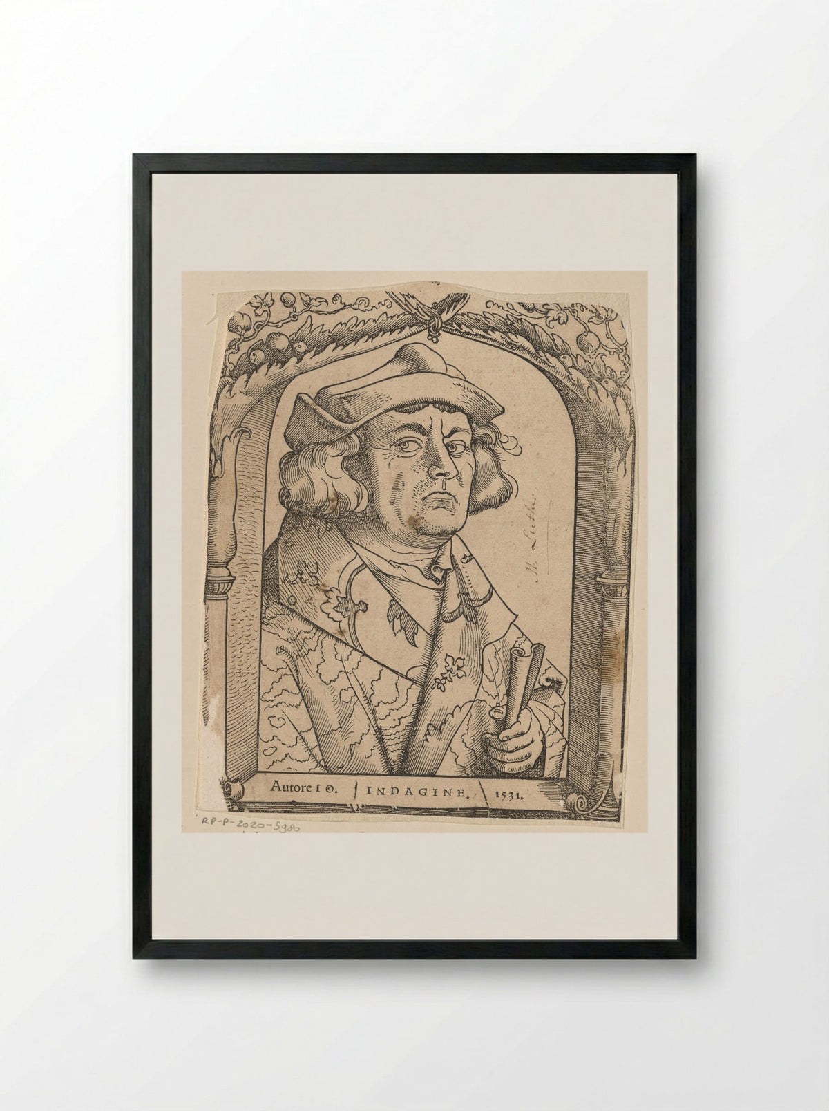 Portret van Johannes Indagine - Hans Baldung Grien - Framed Print Black