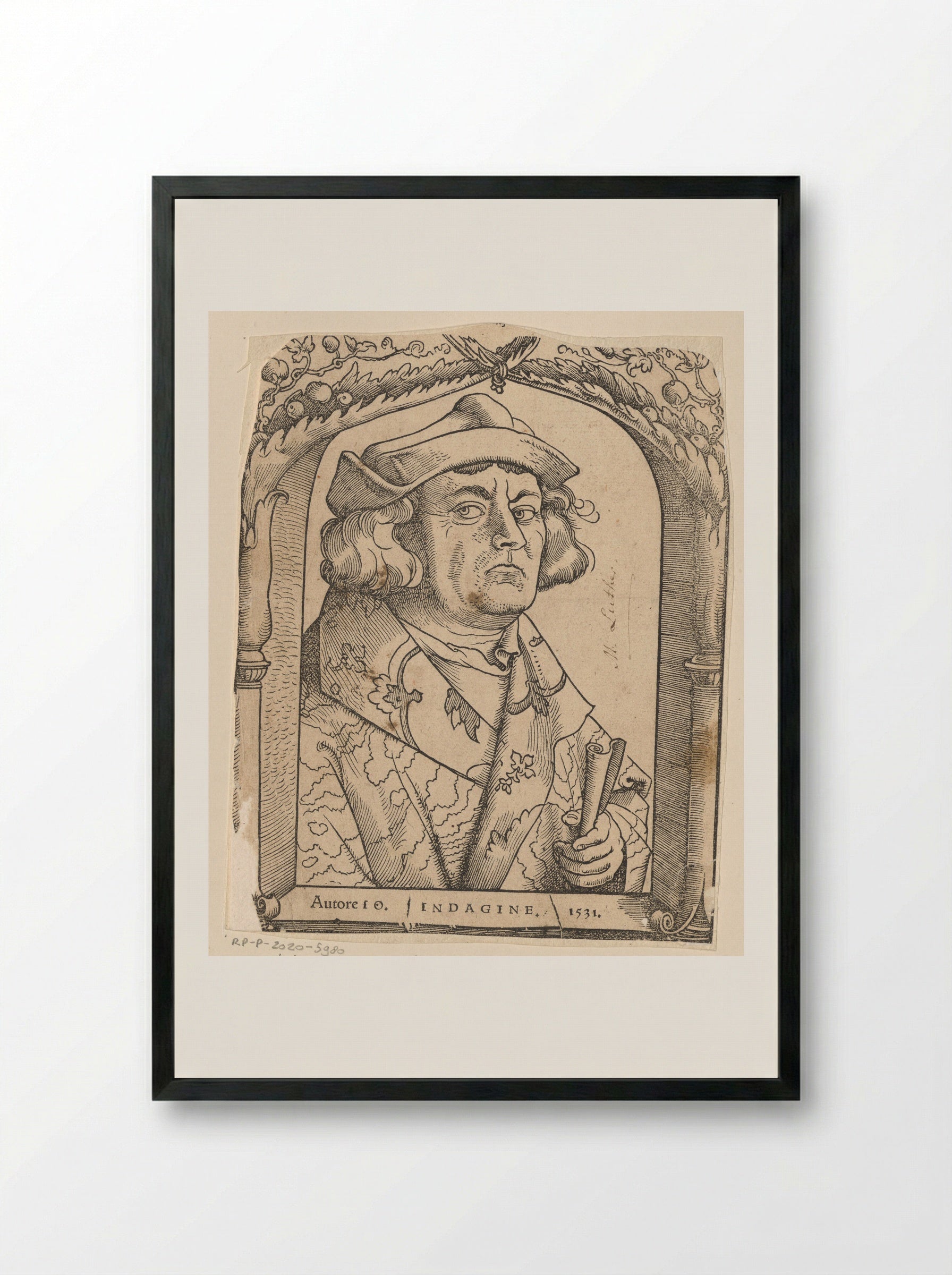 Portret van Johannes Indagine - Hans Baldung Grien - Framed Print Black