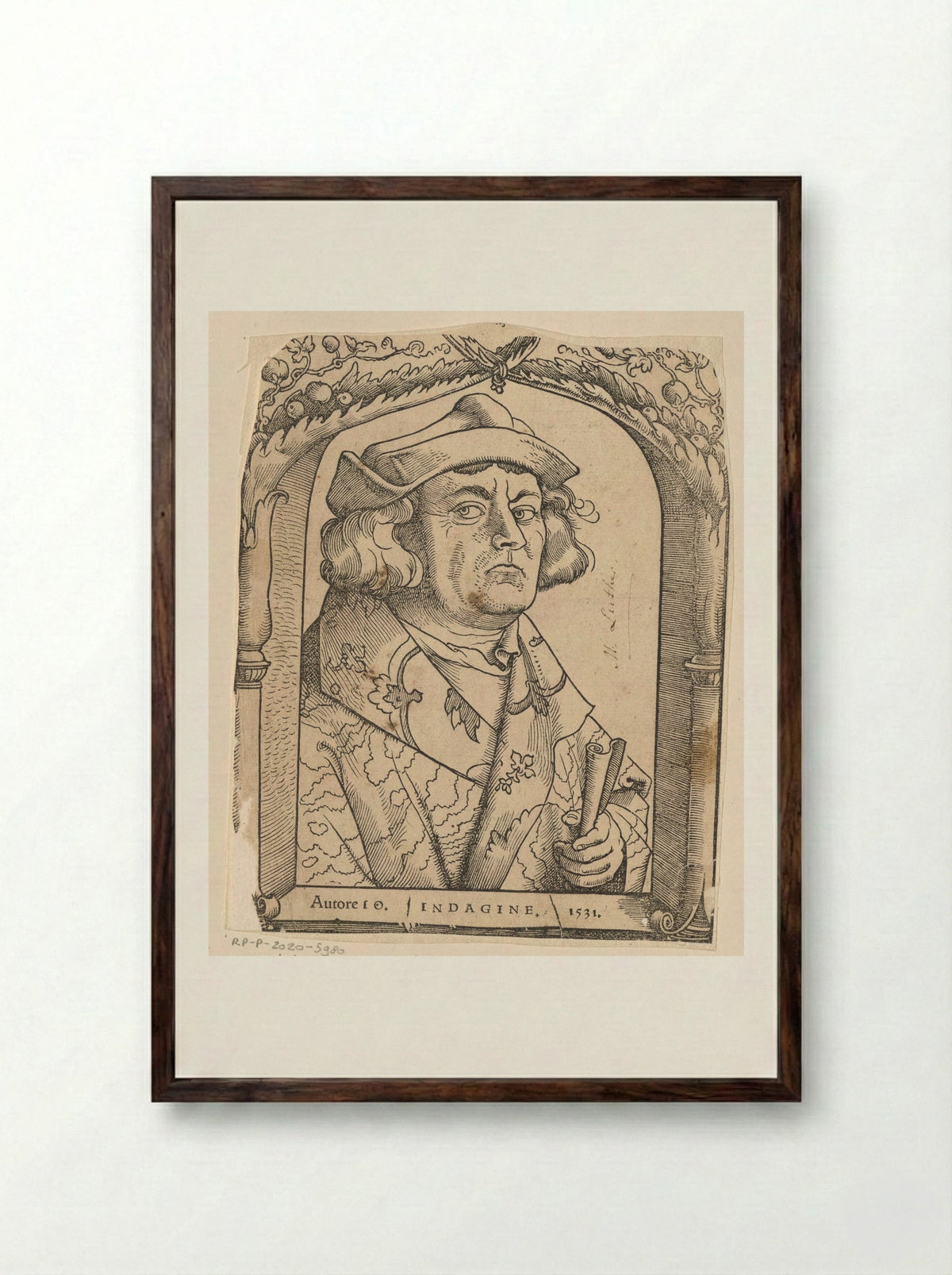 Portret van Johannes Indagine - Hans Baldung Grien - Framed Print Dark Wood