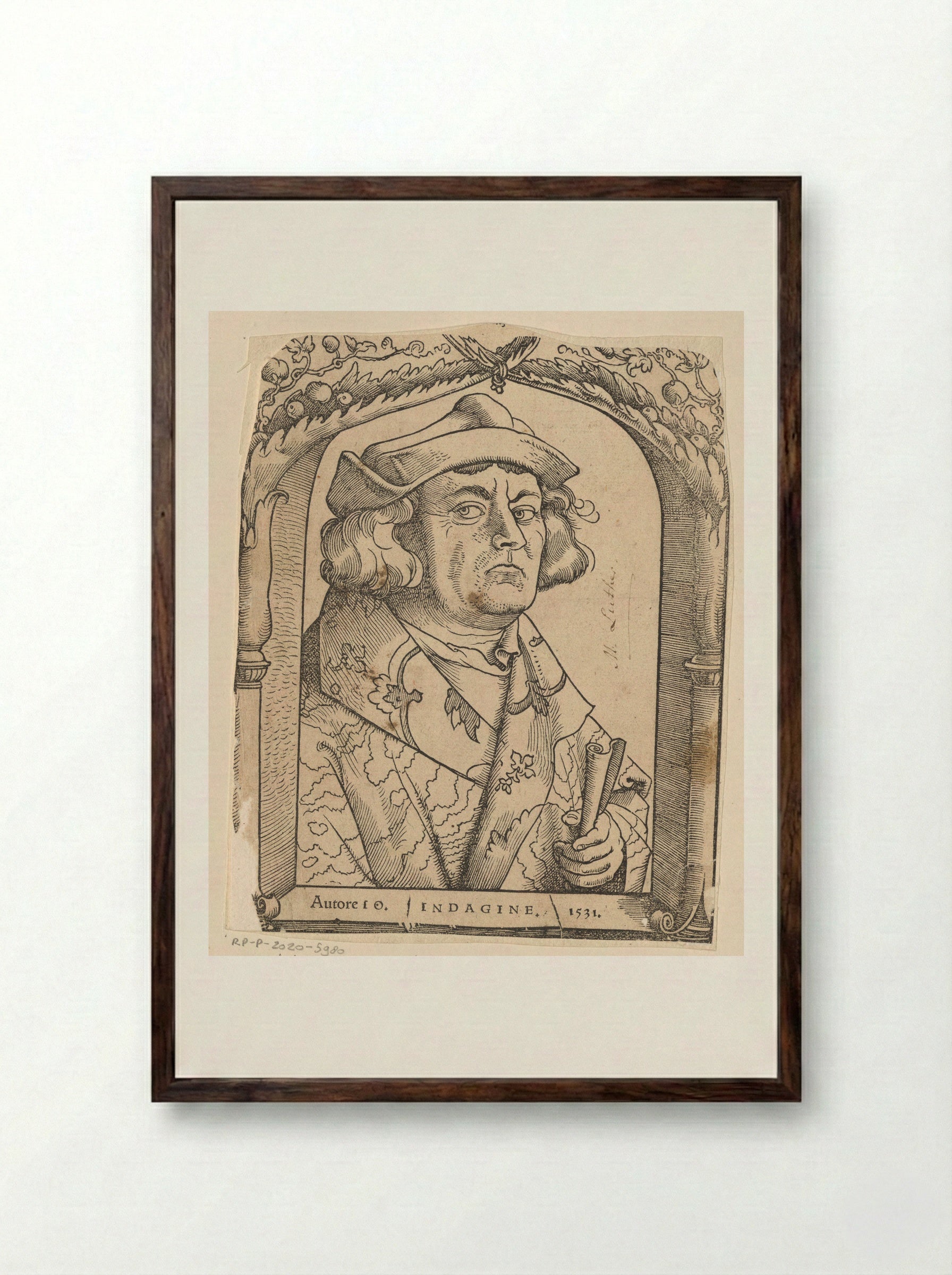 Portret van Johannes Indagine - Hans Baldung Grien - Framed Print Dark Wood