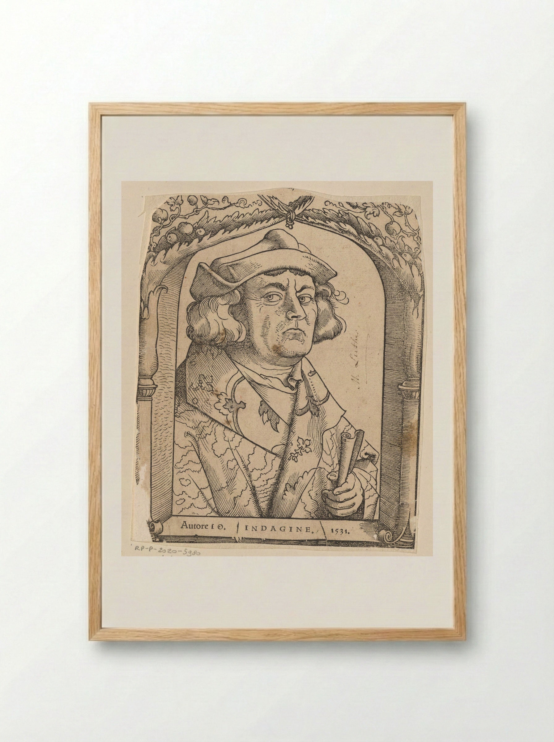 Portret van Johannes Indagine - Hans Baldung Grien - Framed Print Wood