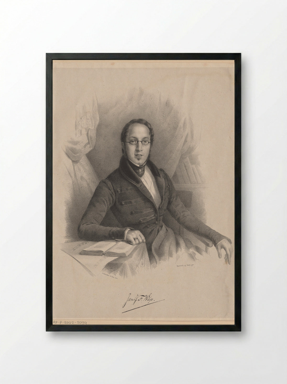Portret van Johannes Jacobus Franciscus Wap - Hilmar Johannes Backer - Framed Print Black