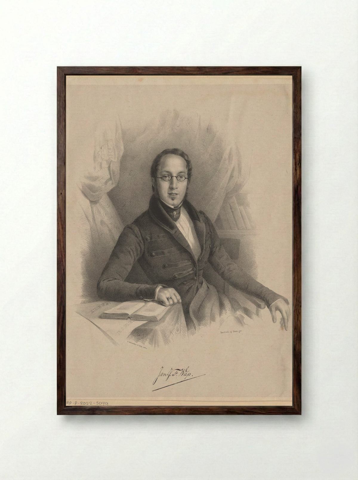 Portret van Johannes Jacobus Franciscus Wap - Hilmar Johannes Backer - Framed Print Dark Wood