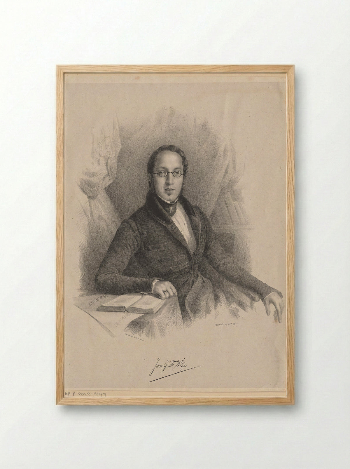 Portret van Johannes Jacobus Franciscus Wap - Hilmar Johannes Backer - Framed Print Wood