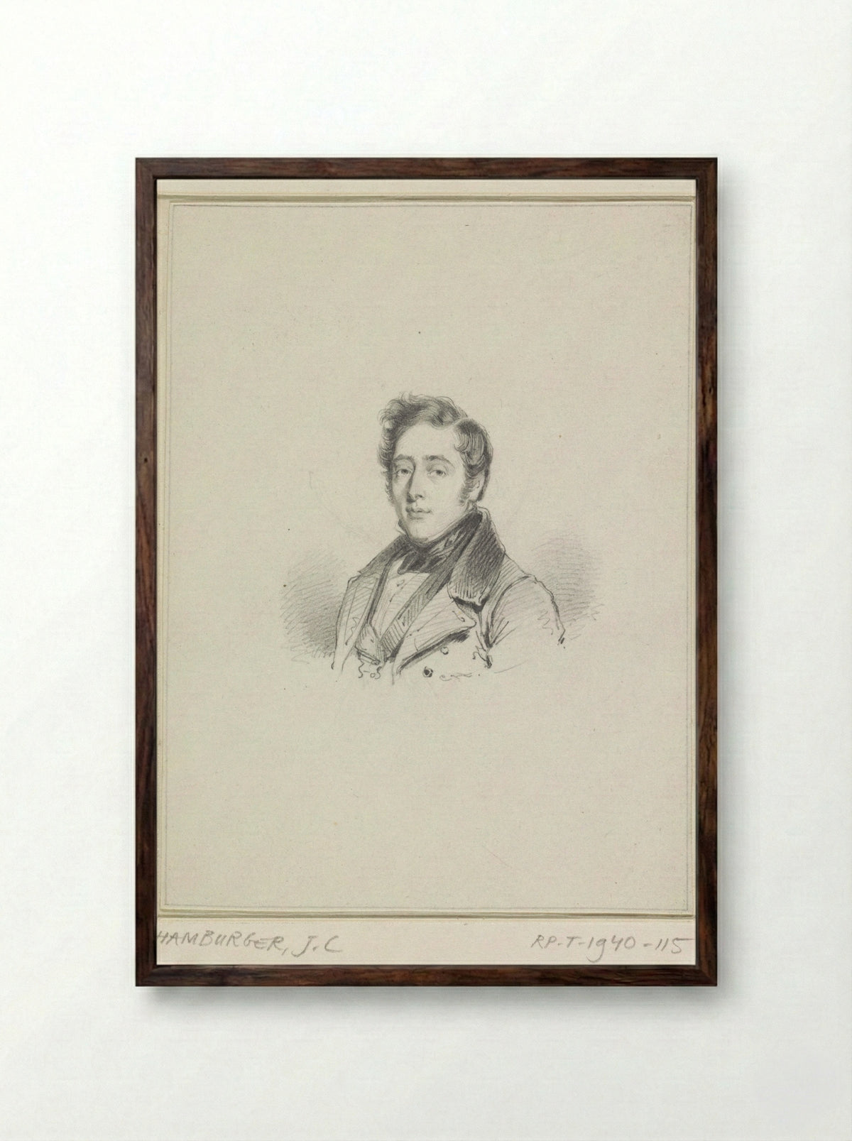 Portret van Johannes Leonardus Wolterbeek - Johannes Philippus Lange - Framed Print Dark Wood