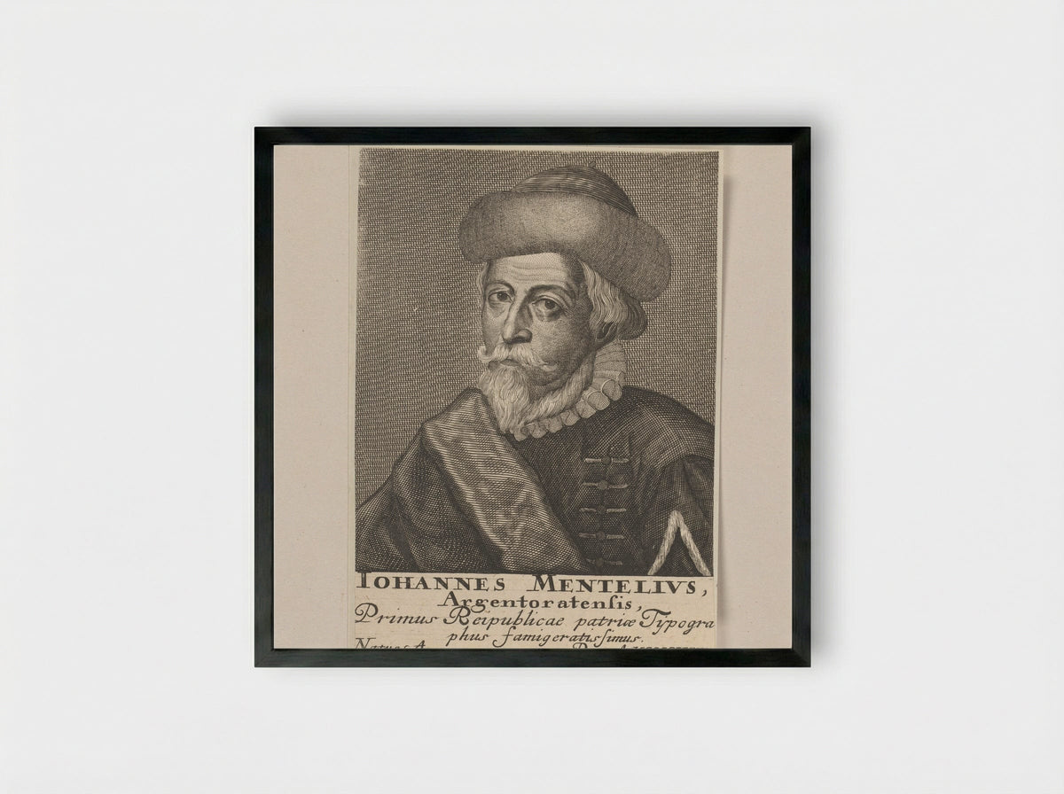 Portret van Johannes Mentelin - Michael Rössler - Framed Print Black