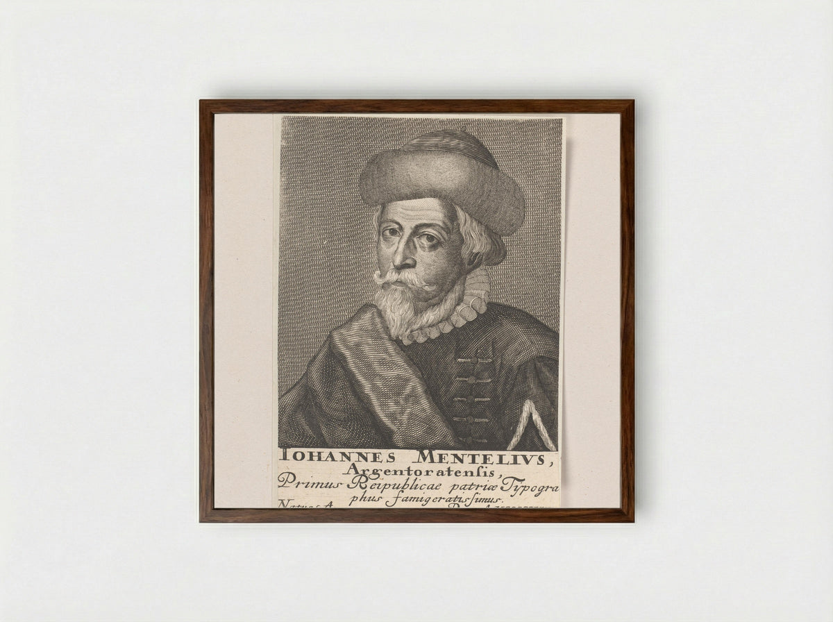 Portret van Johannes Mentelin - Michael Rössler - Framed Print Dark Wood