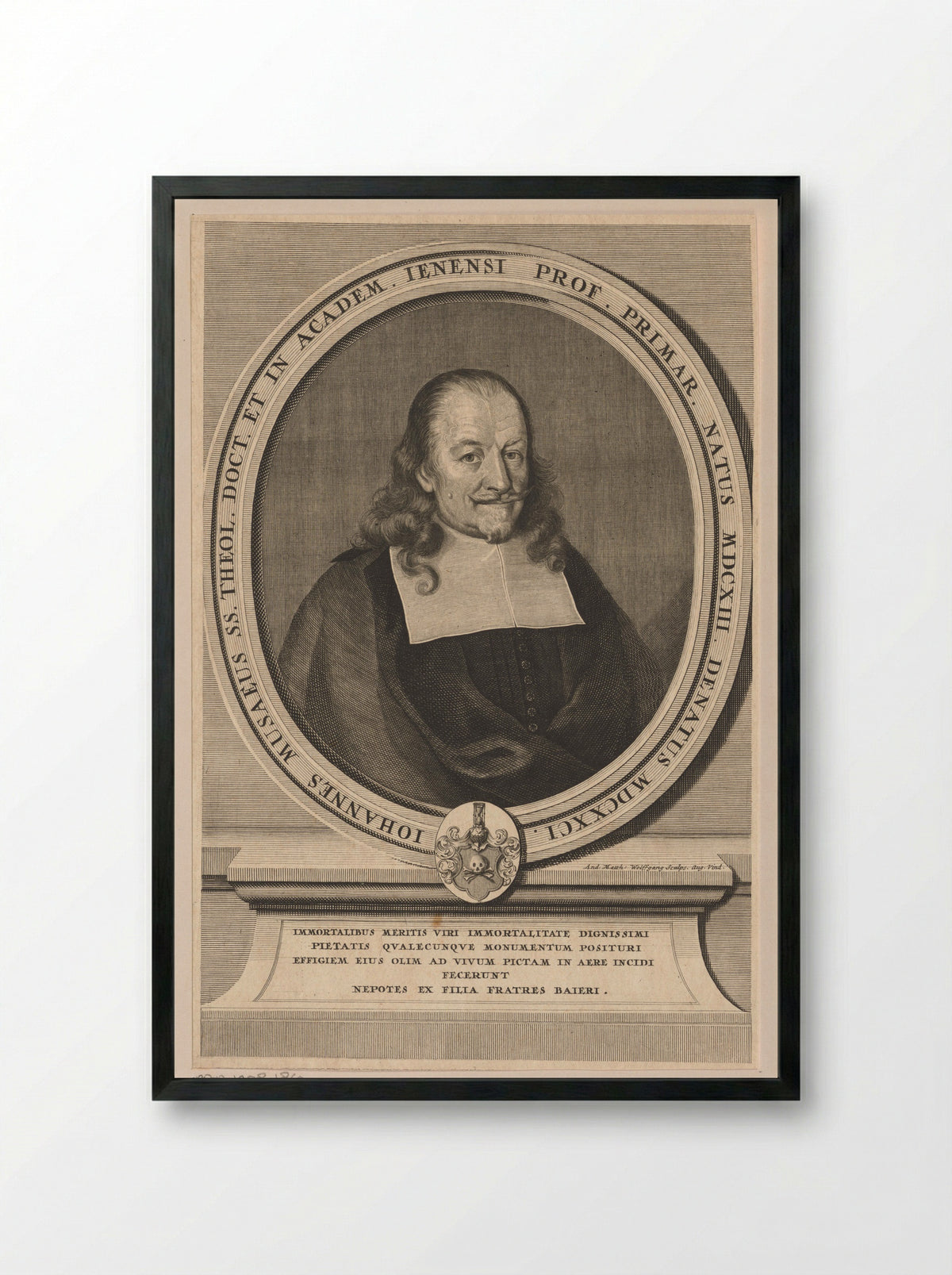 Portret van Johannes Musaeus - Andreas Matthäus Wolfgang - Framed Print Black