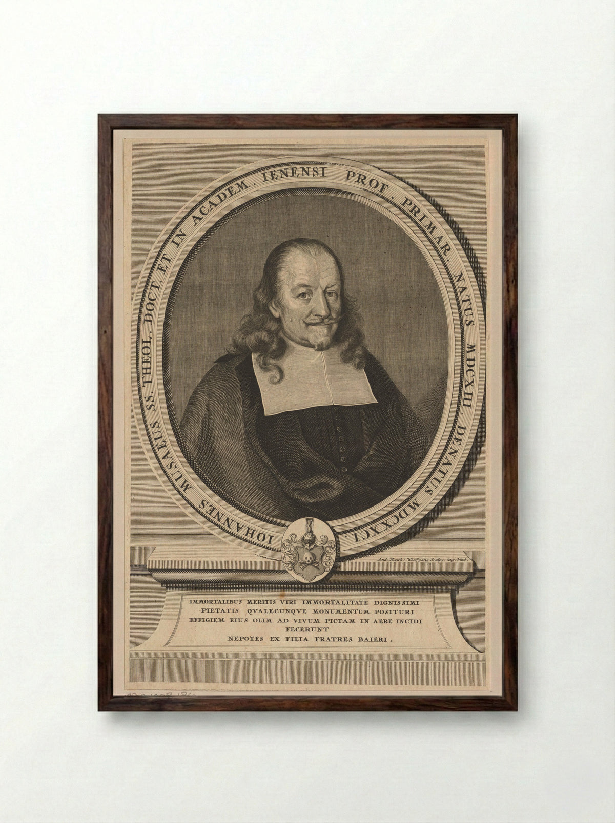 Portret van Johannes Musaeus - Andreas Matthäus Wolfgang - Framed Print Dark Wood