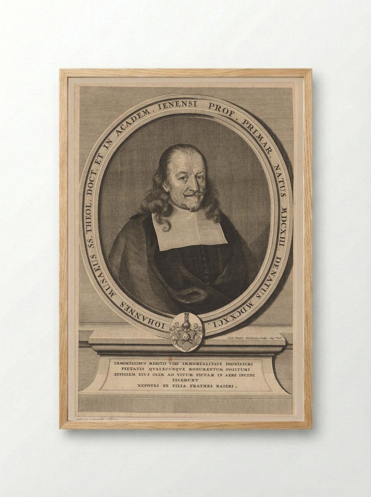 Portret van Johannes Musaeus - Andreas Matthäus Wolfgang - Framed Print Wood