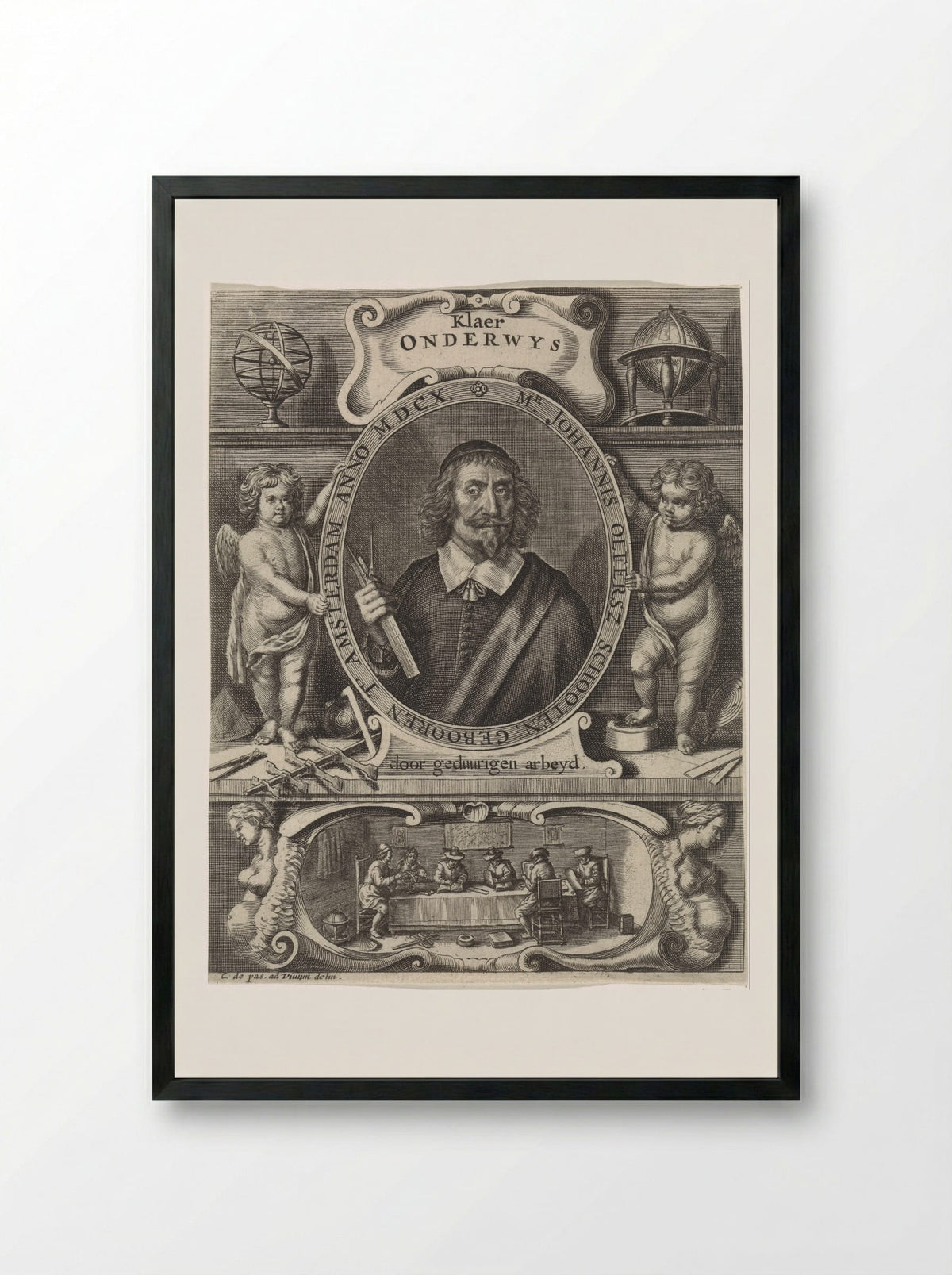 Portret van Johannes Olfersz. Schooten - Crispijn van de Passe (II) - Framed Print Black