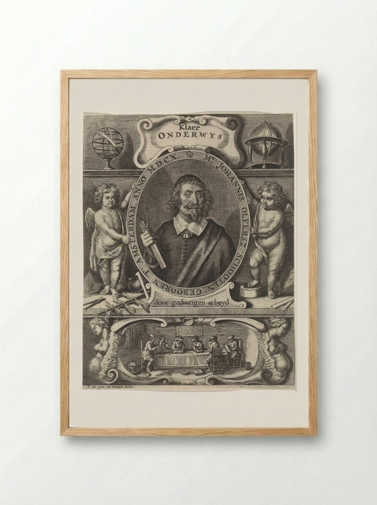 Portret van Johannes Olfersz. Schooten - Crispijn van de Passe (II) - Framed Print Wood