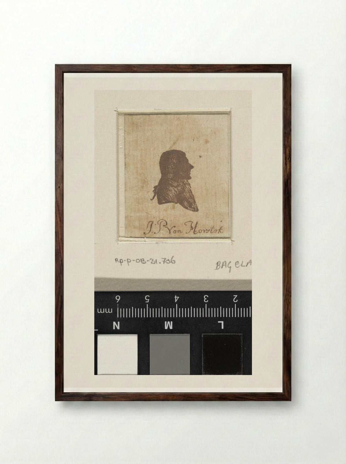 Portret van Johannes Petrus van Horstok in silhouet - Ernst Willem Jan Bagelaar - Framed Print Dark Wood