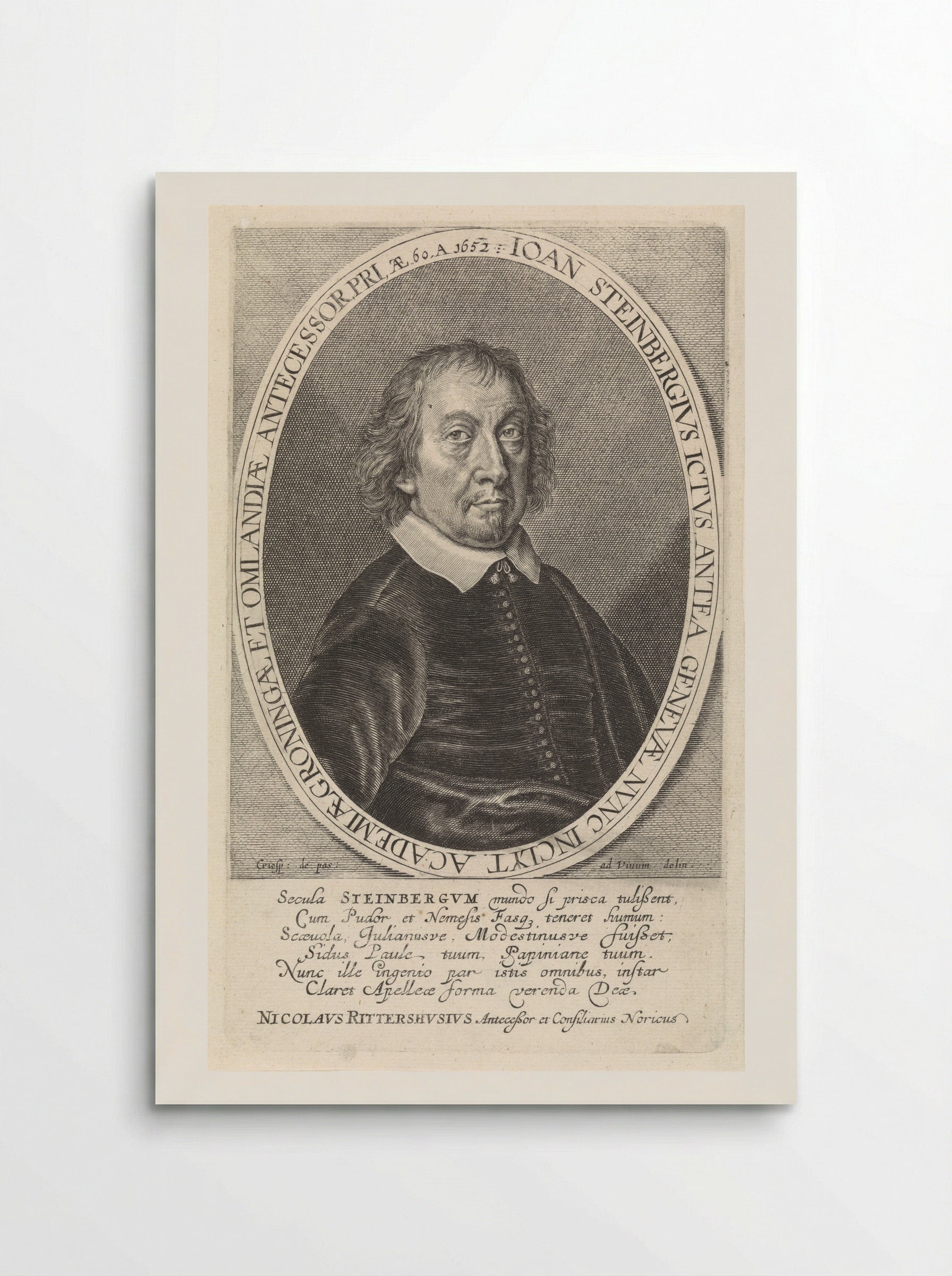 Portret van Johannes Steinbergen - Crispijn van de Passe (II) - Poster
