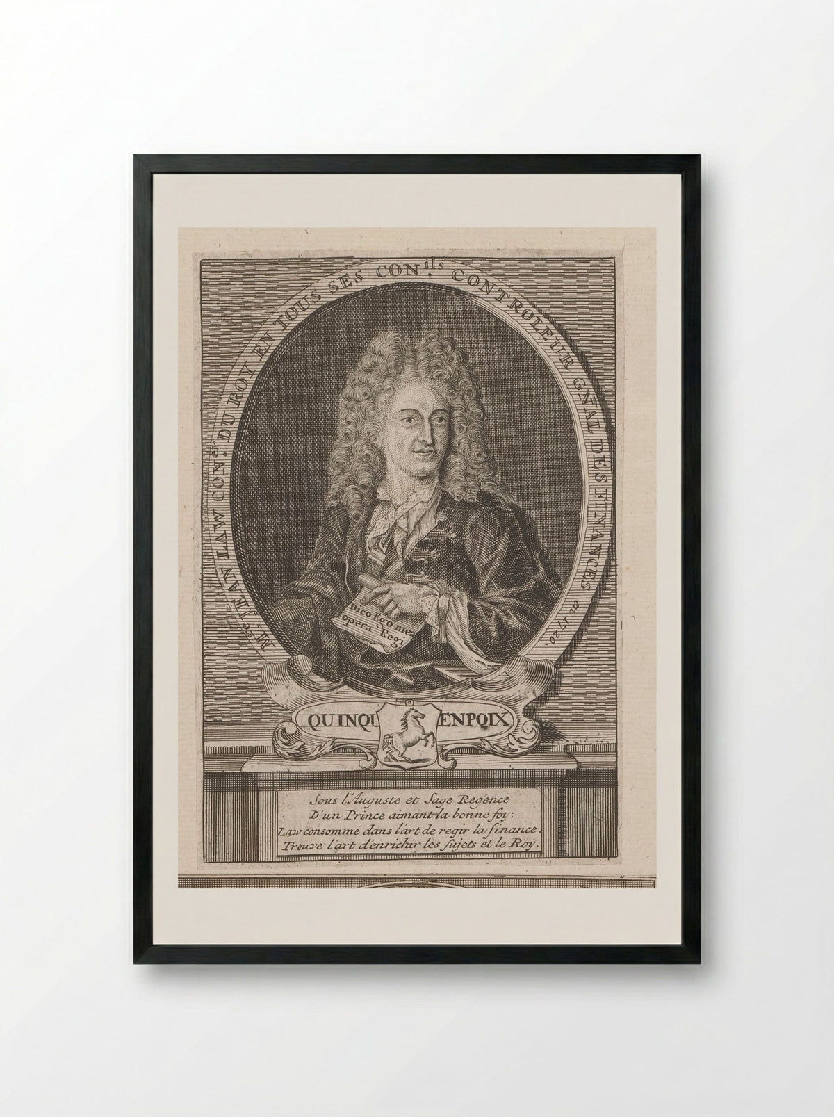Portret van John Law - Hendrik de Leth - Framed Print Black