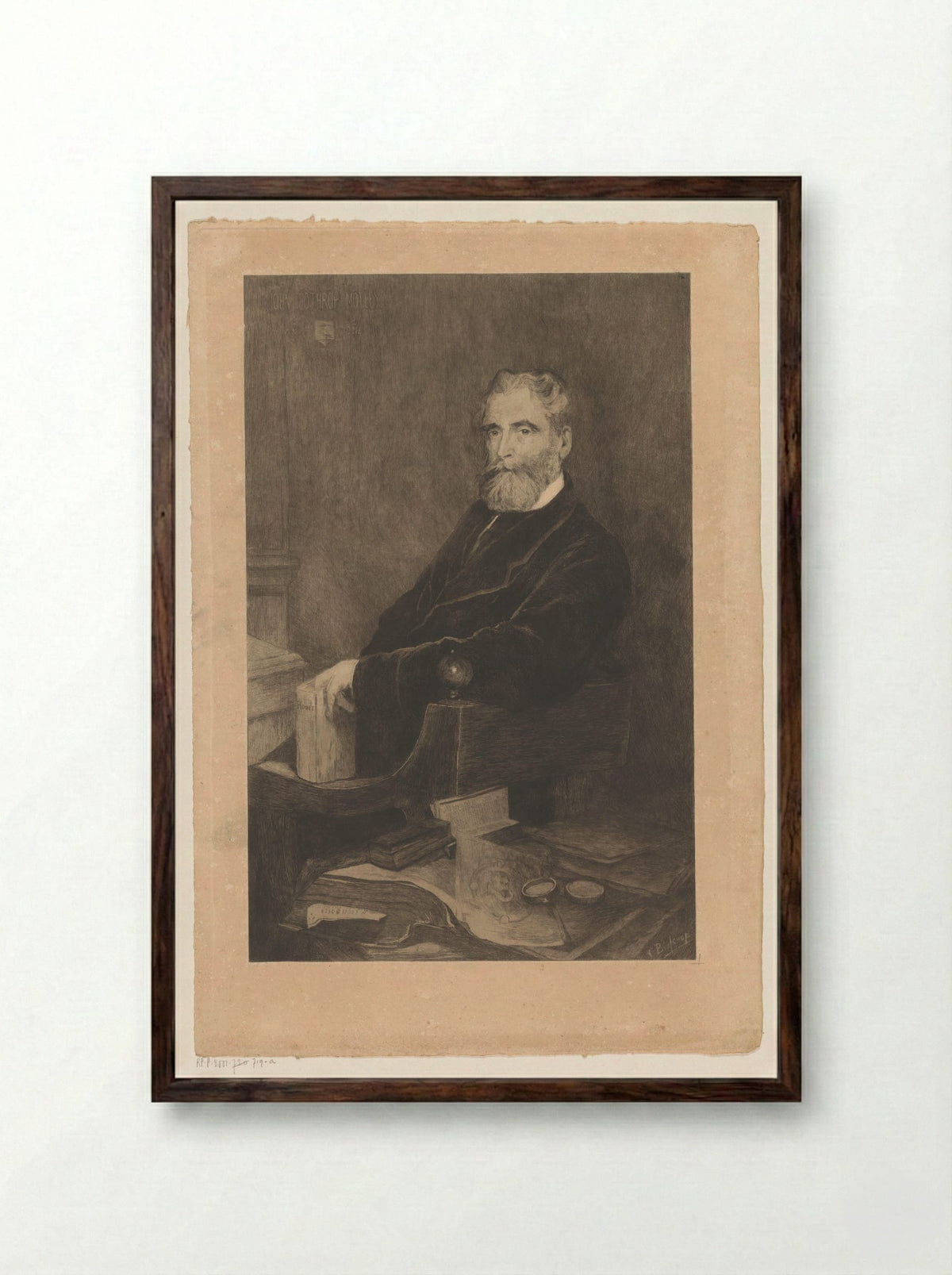 Portret van John Lothrop Motley - Philip Zilcken - Framed Print Dark Wood