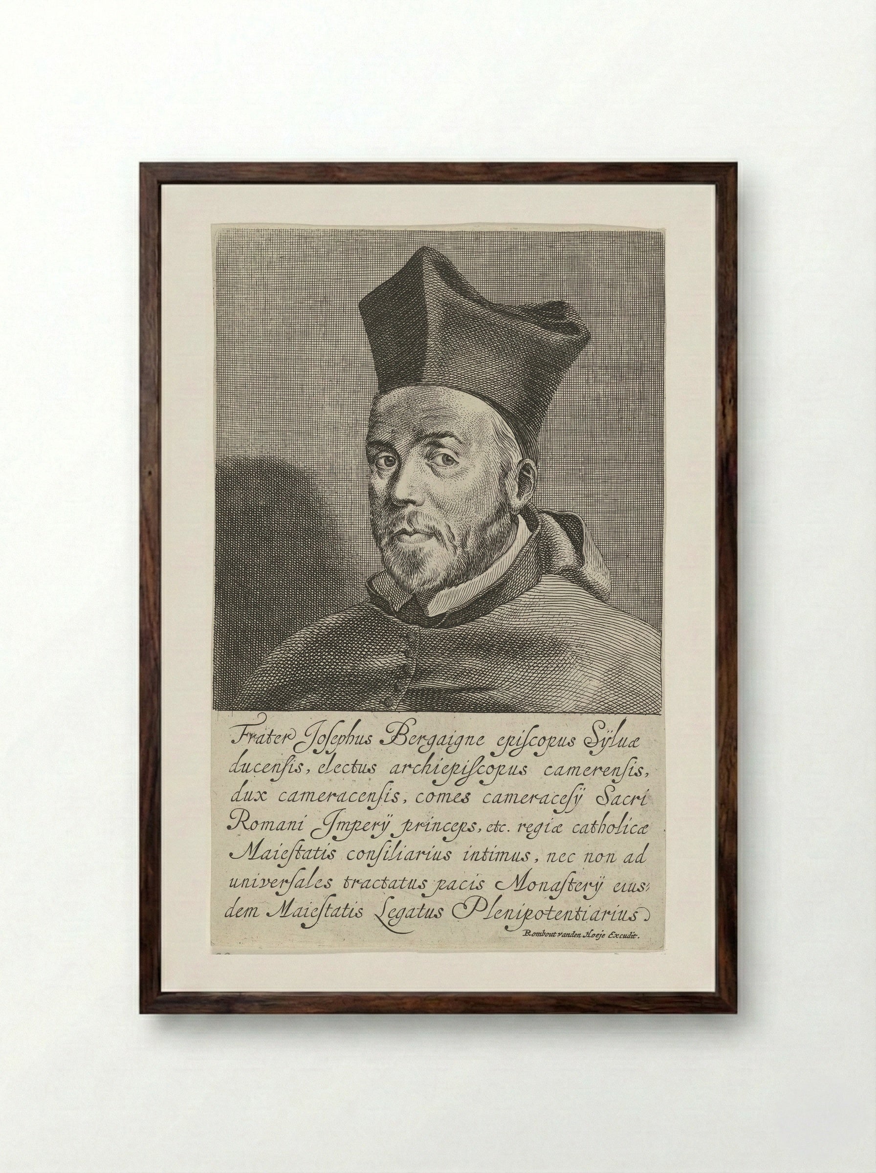 Portret van Joseph de Bergaigne - Pieter Nolpe - Framed Print Dark Wood