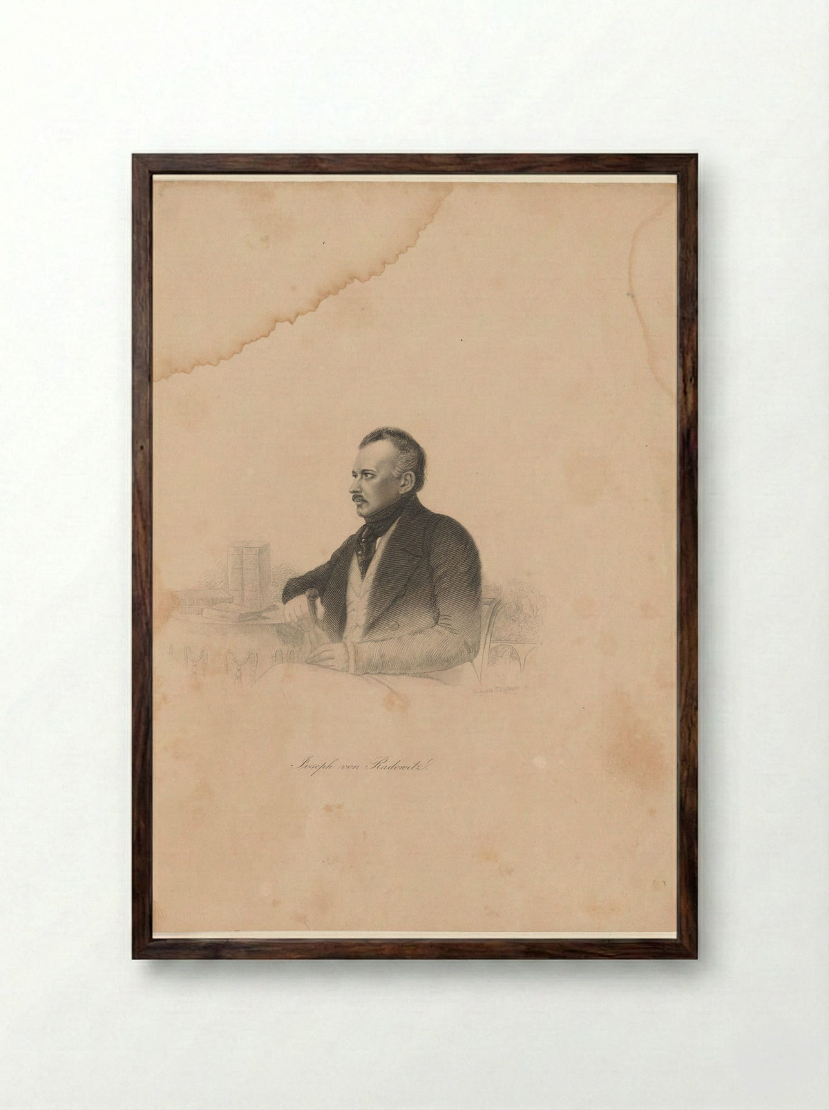 Portret van Joseph von Radowitz - Auguste Hüssener - Framed Print Dark Wood
