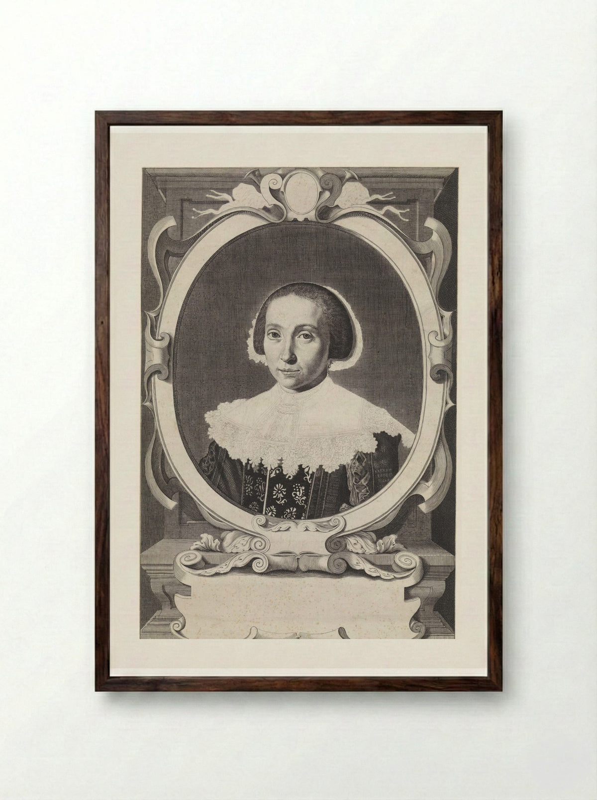 Portret van Judith Cotermans - Theodor Matham - Framed Print Dark Wood