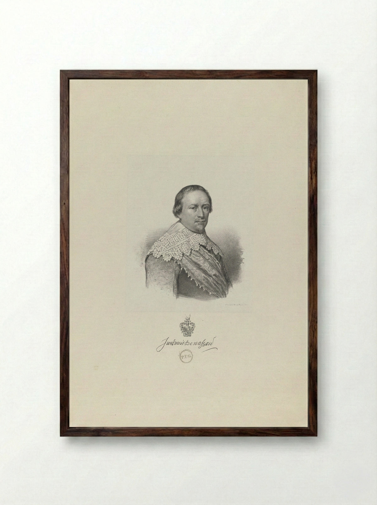 Portret van Justinus, graaf van Nassau - Antonie Johannes Groeneveldt - Framed Print Dark Wood