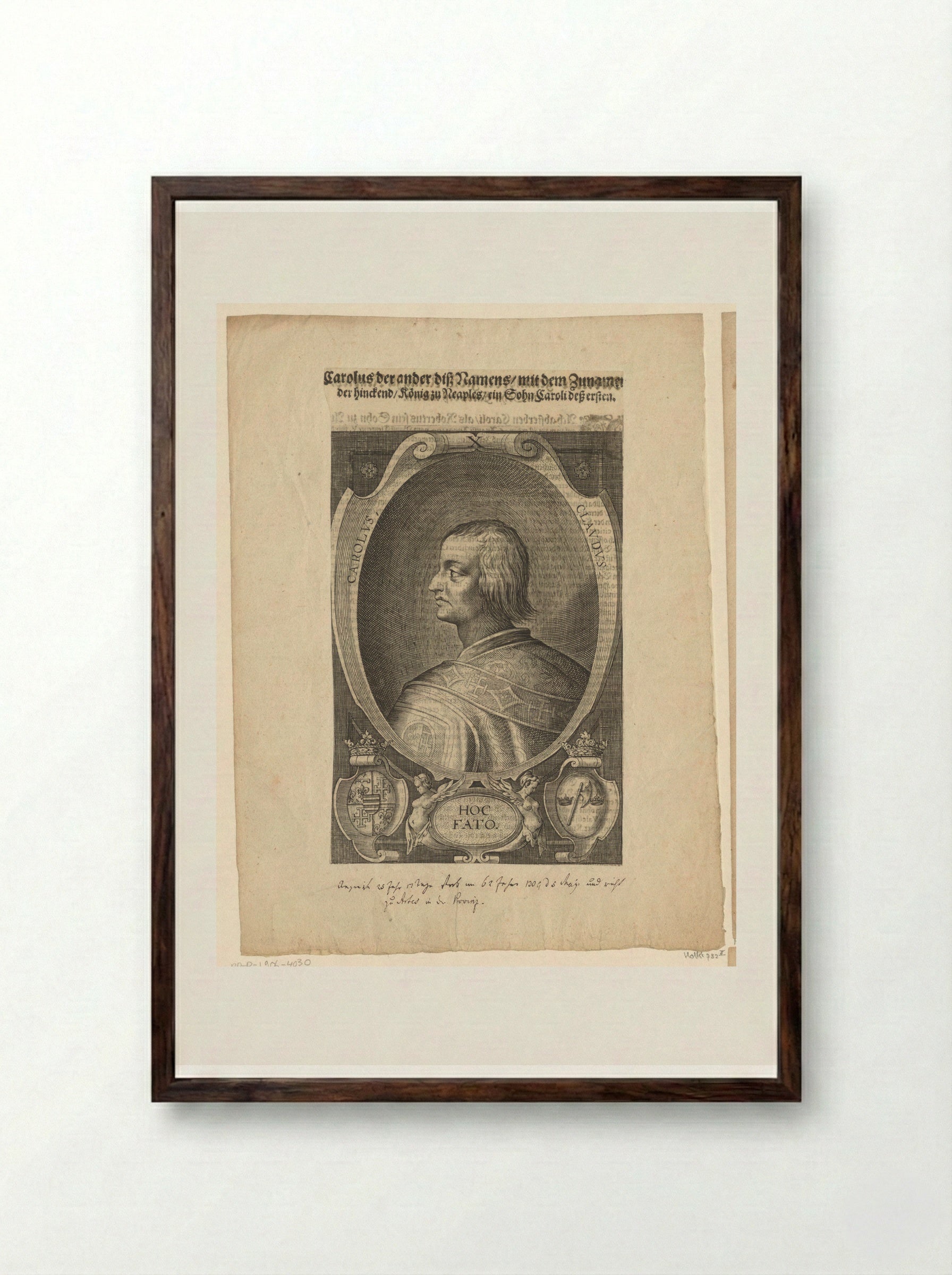 Portret van Karel II, koning van Napels - Lucas Kilian - Framed Print Dark Wood