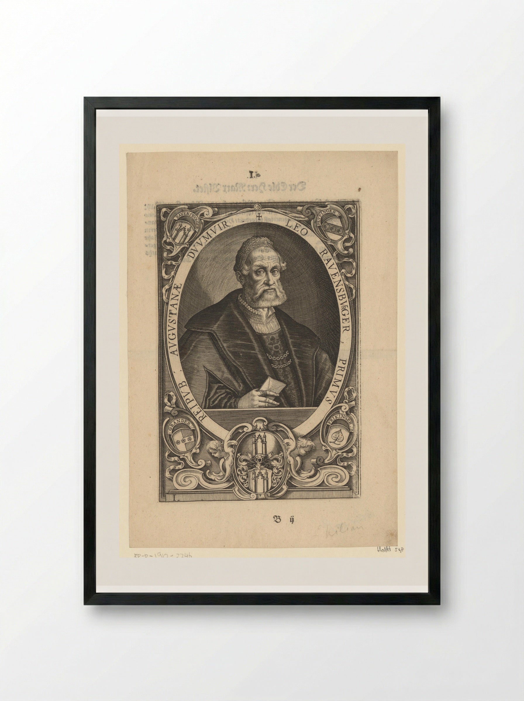 Portret van Leo Ravensburger - Lucas Kilian - Framed Print Black