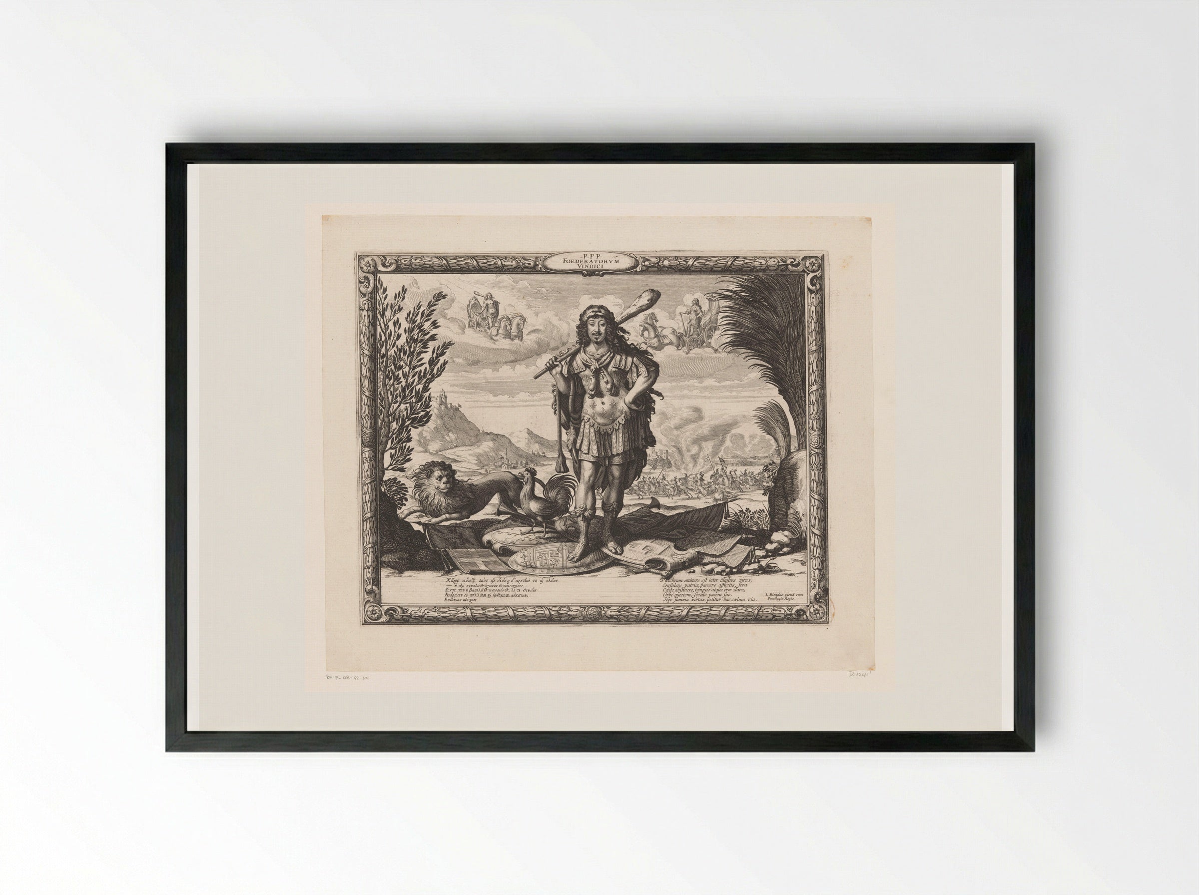 Portret van Lodewijk XIII als Hercules - Abraham Bosse - Framed Print Black