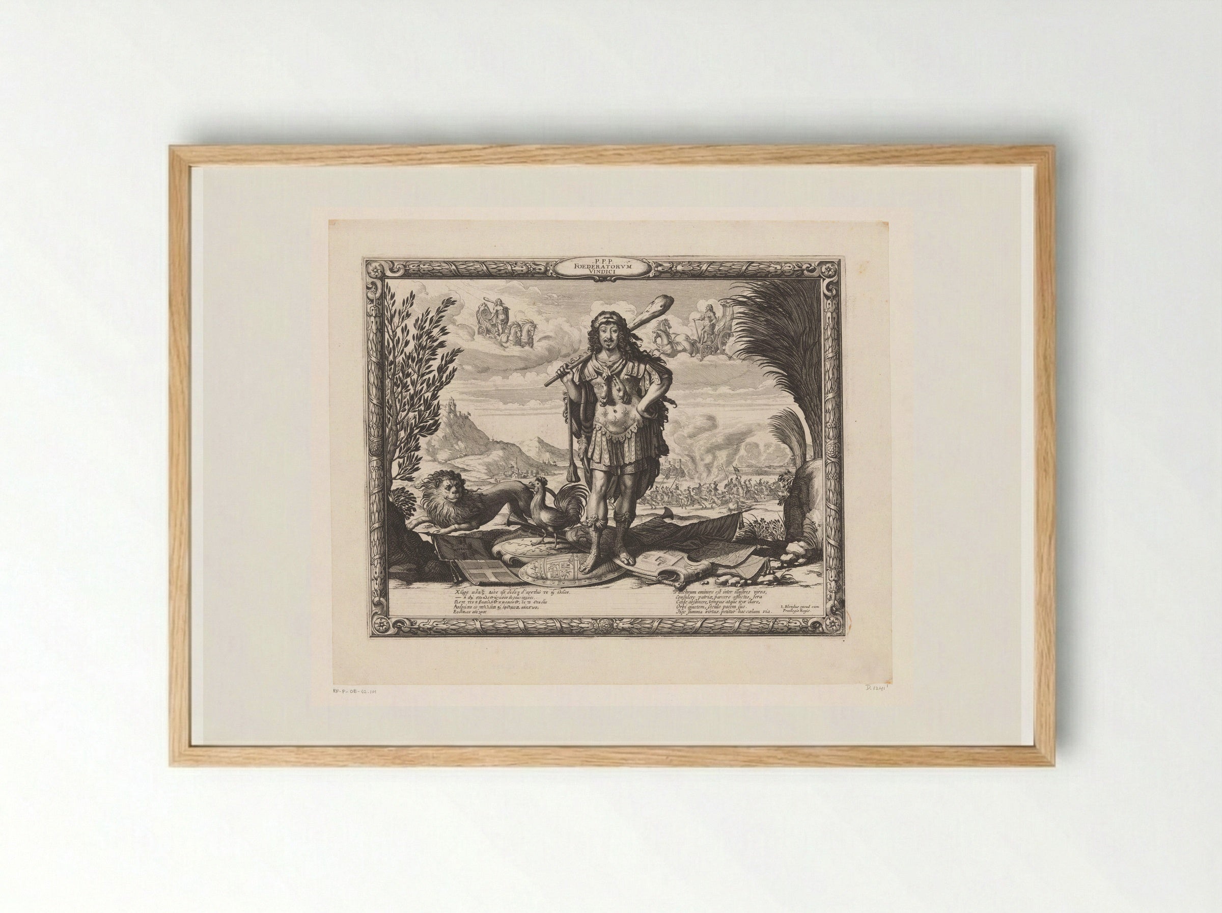 Portret van Lodewijk XIII als Hercules - Abraham Bosse - Framed Print Wood