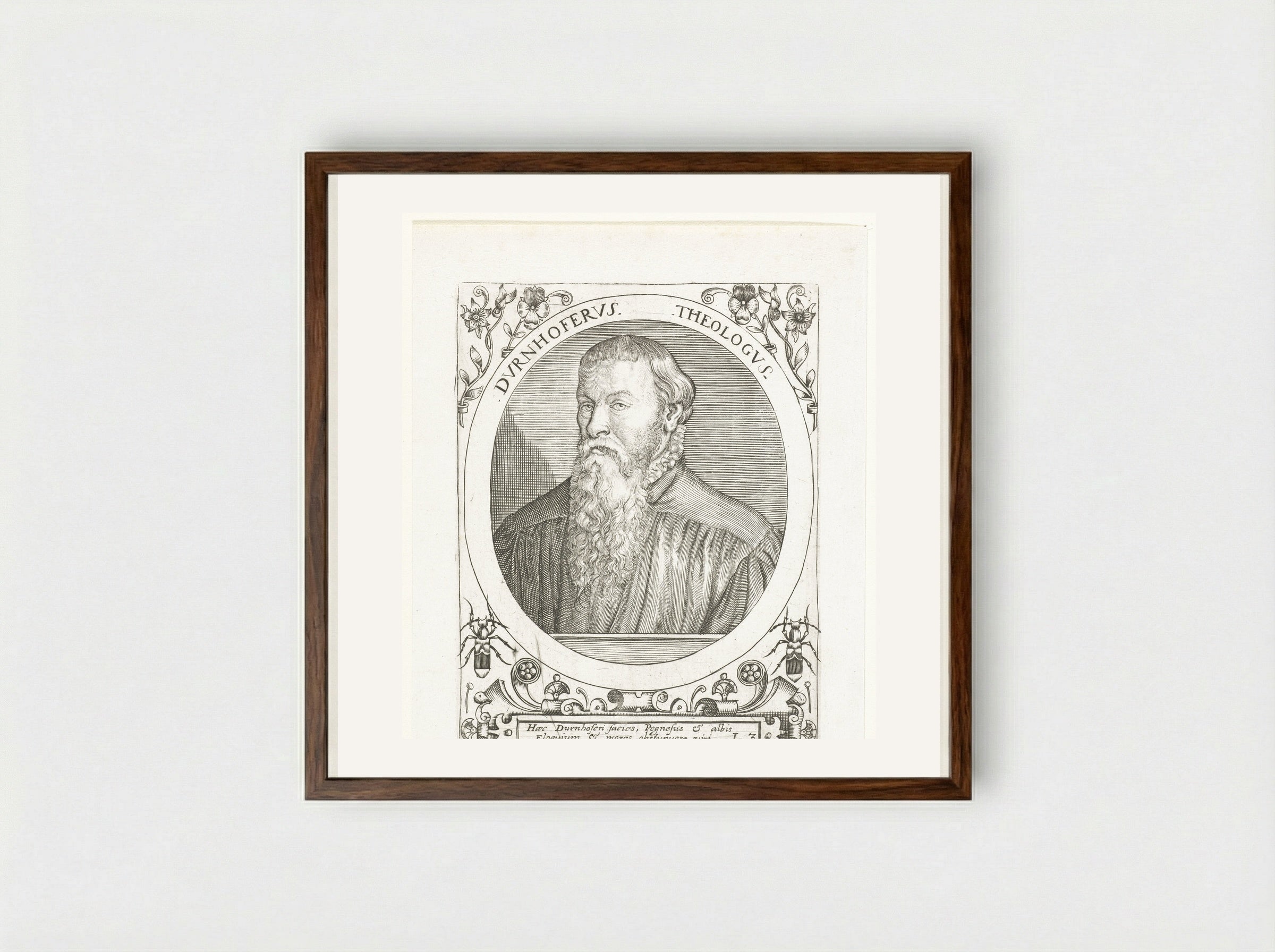 Portret van Lorenz Dürnhofer - Theodor de Bry - Framed Print Dark Wood