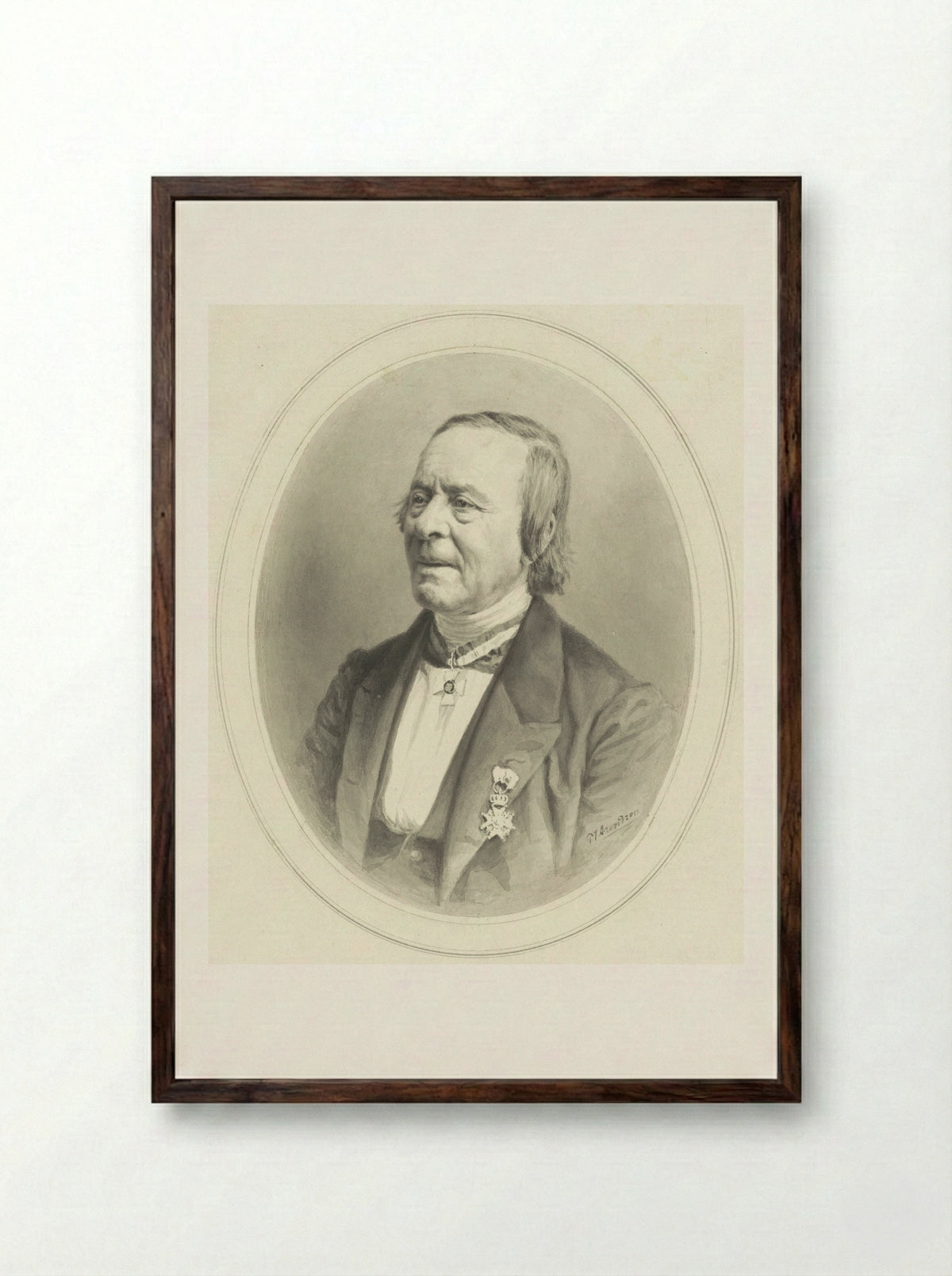 Portret van Louis Royer - Petrus Johannes Arendzen - Framed Print Dark Wood