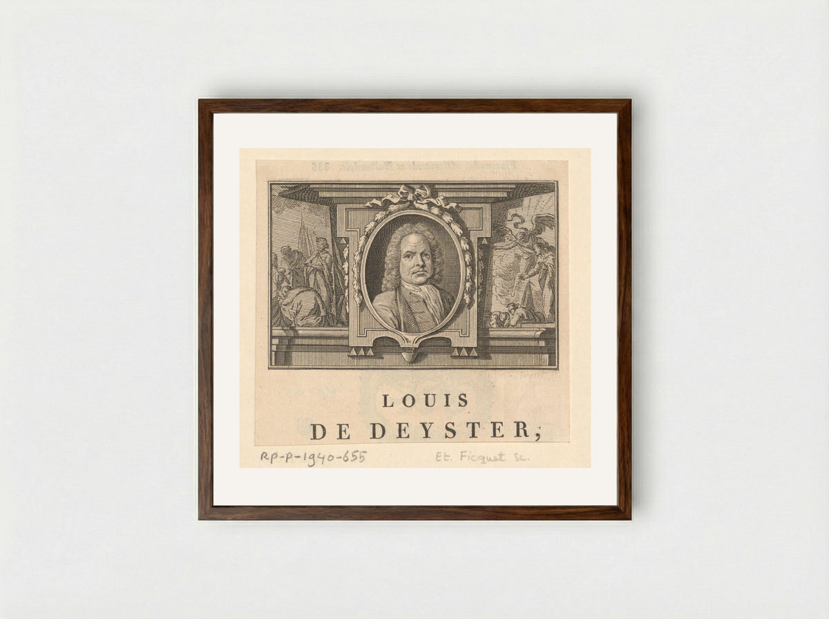 Portret van Louis de Deyster - Étienne Ficquet - Framed Print Dark Wood