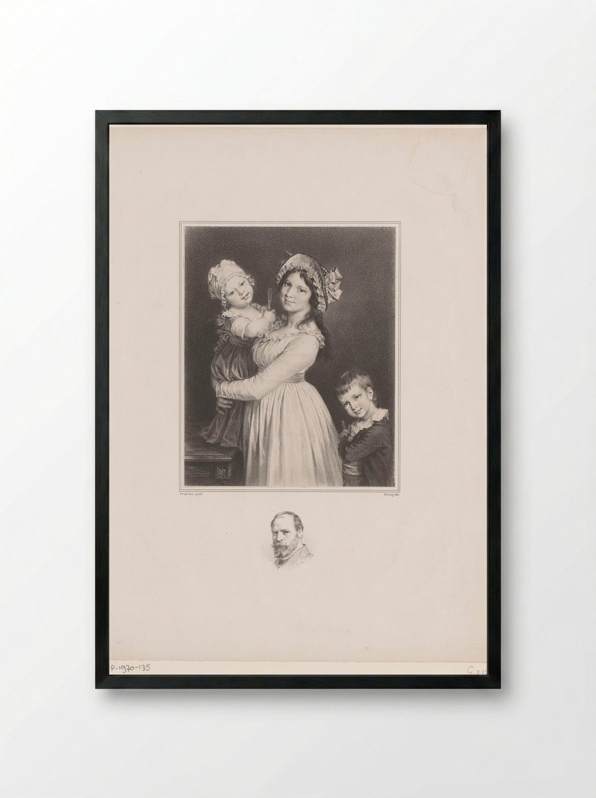 Portret van Louise Demandre met haar kinderen Frédi en Joseph Anthony - Lemercier & Cie. - Framed Print Black