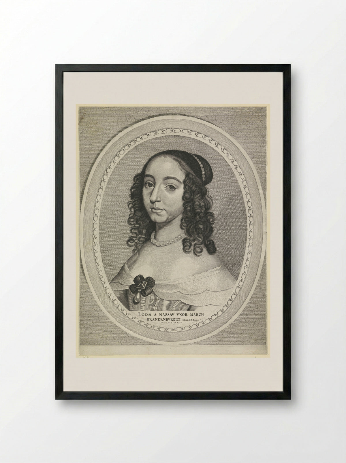 Portret van Louise Henriëtte, prinses van Oranje - Jan Brouwer - Framed Print Black