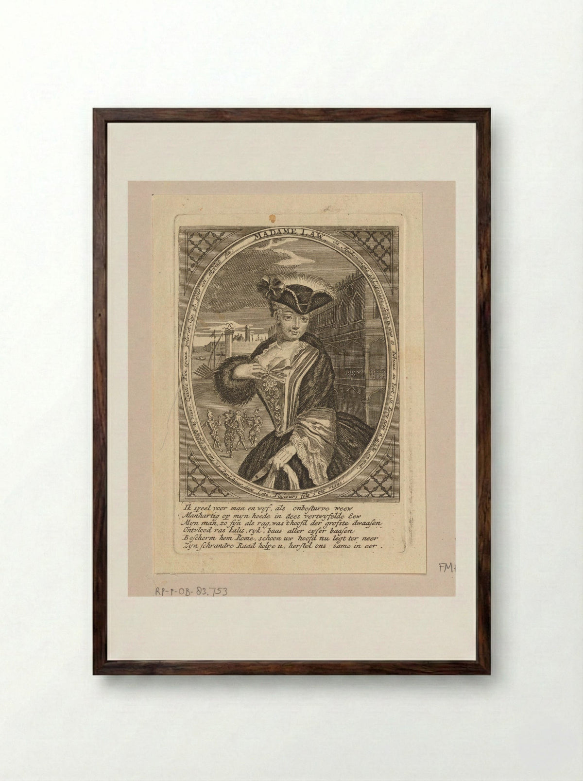 Portret van Madame Law - Claude Duflos - Framed Print Dark Wood