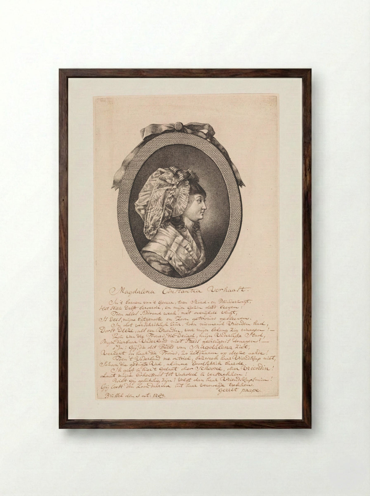 Portret van Magdalena Constantia Verhaast - Jan Gerard Waldorp - Framed Print Dark Wood