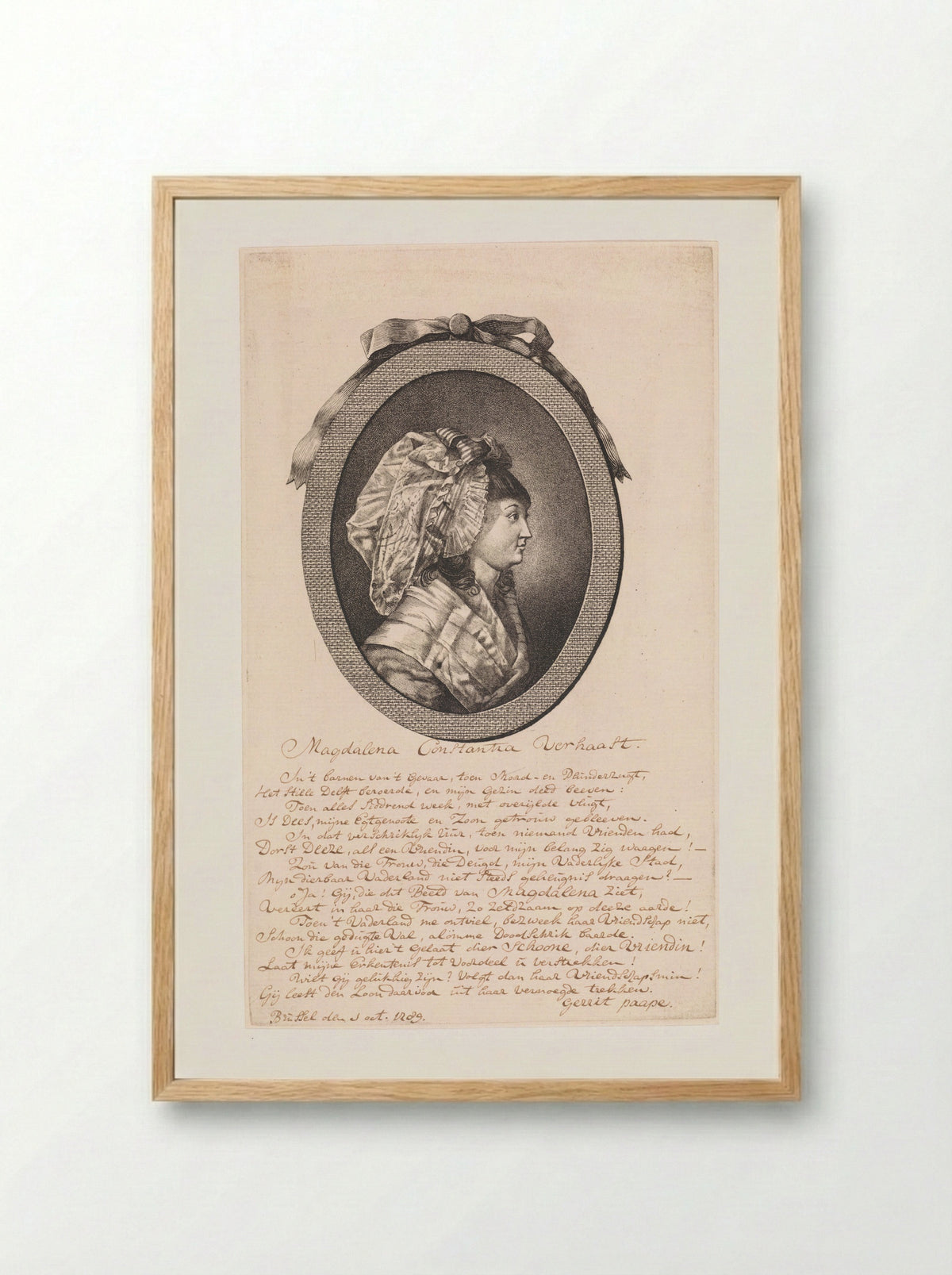 Portret van Magdalena Constantia Verhaast - Jan Gerard Waldorp - Framed Print Wood