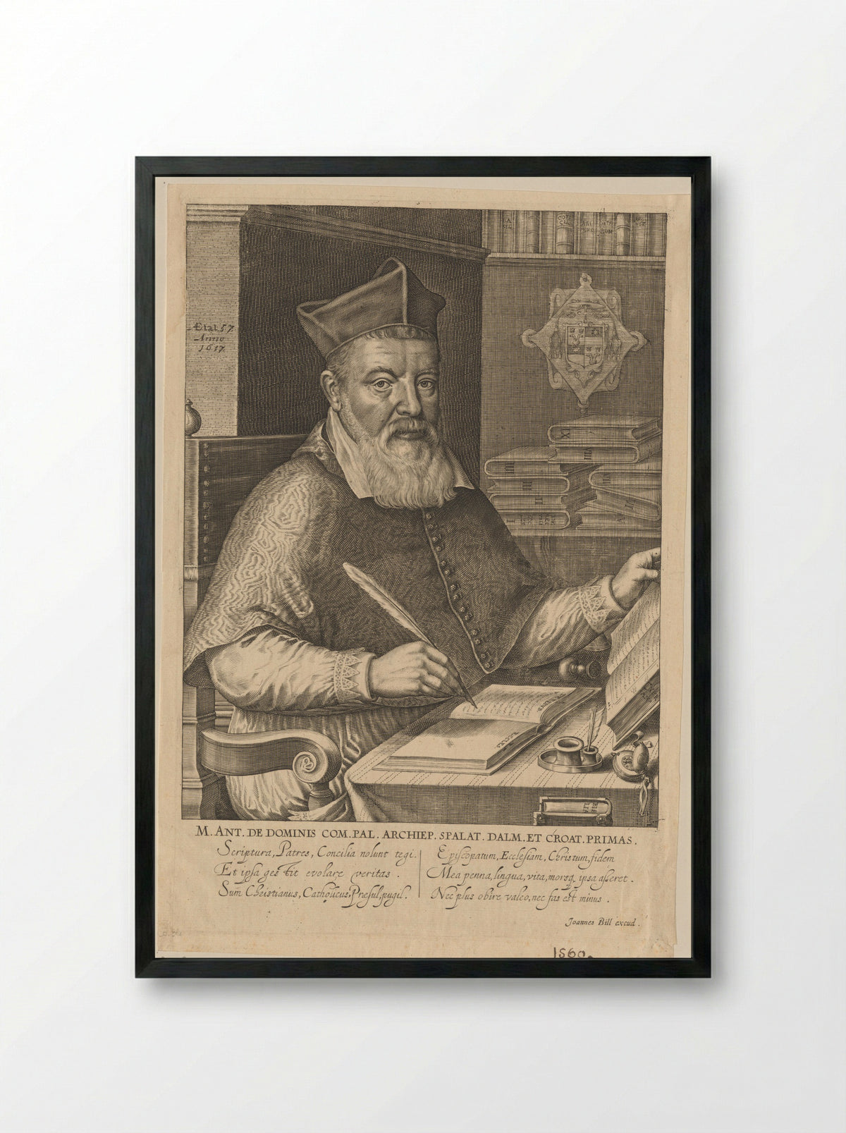 Portret van Marcus Antonius De Dominis - Renold Elstrack - Framed Print Black